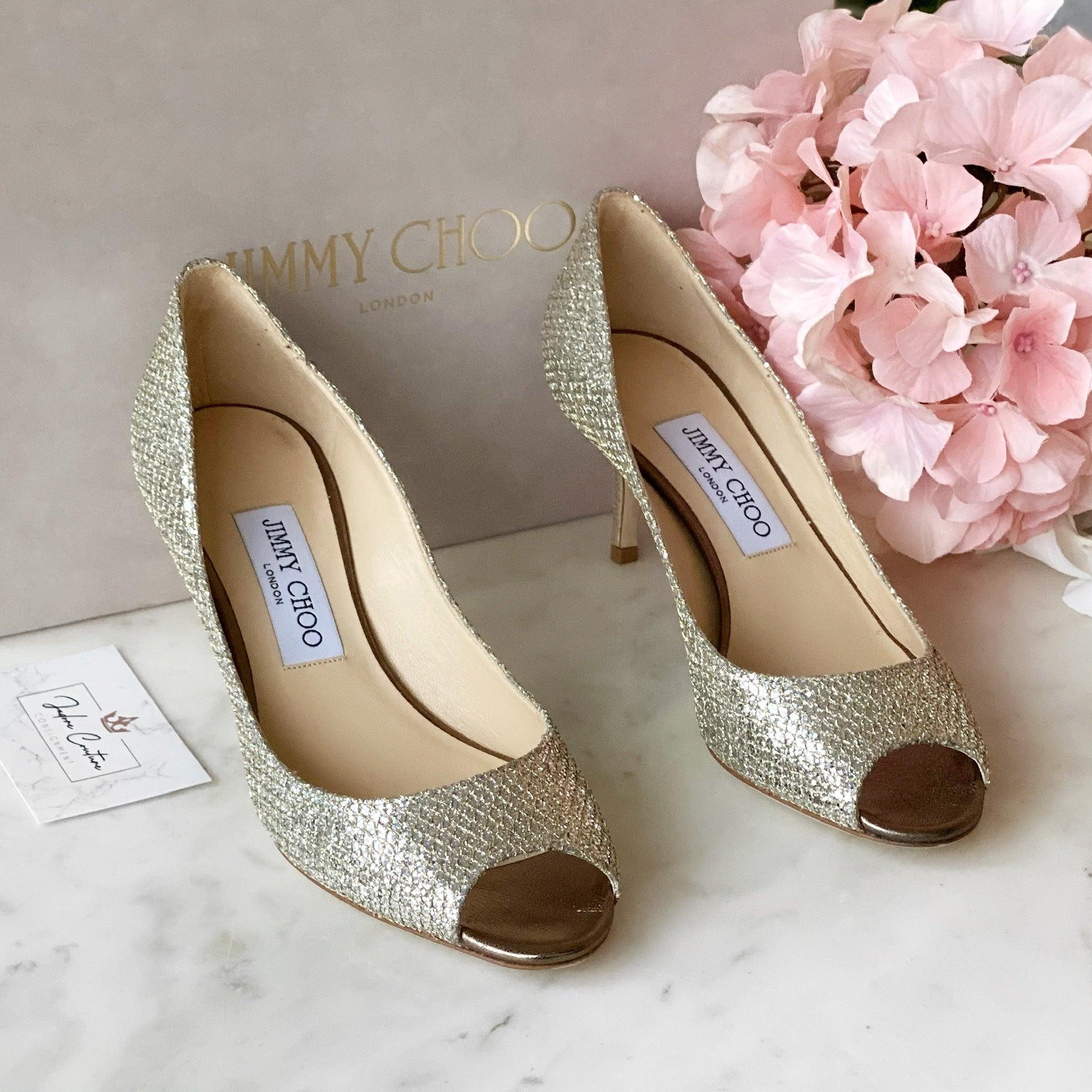 Jimmy Choo Champagne Glitter Isabel Pumps 36.5 - Image 5