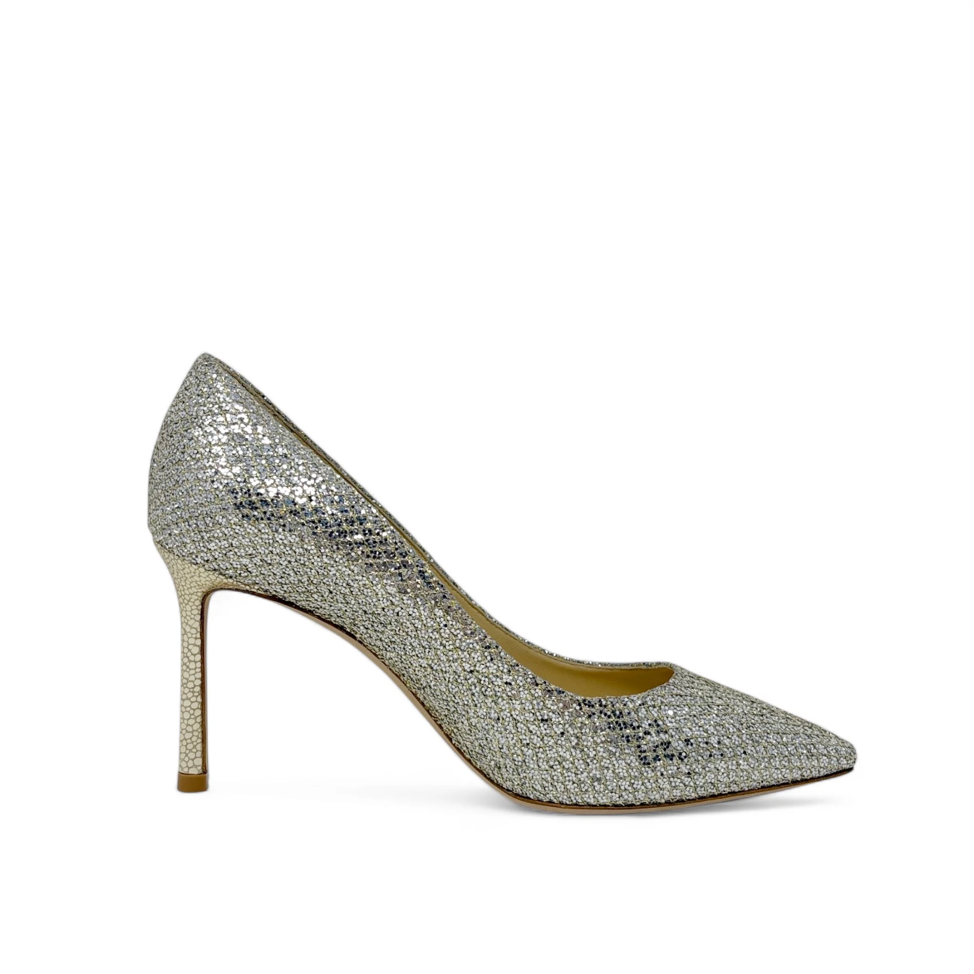Jimmy Choo Champagne Glitter Romy Pumps 34.5 - Image 3
