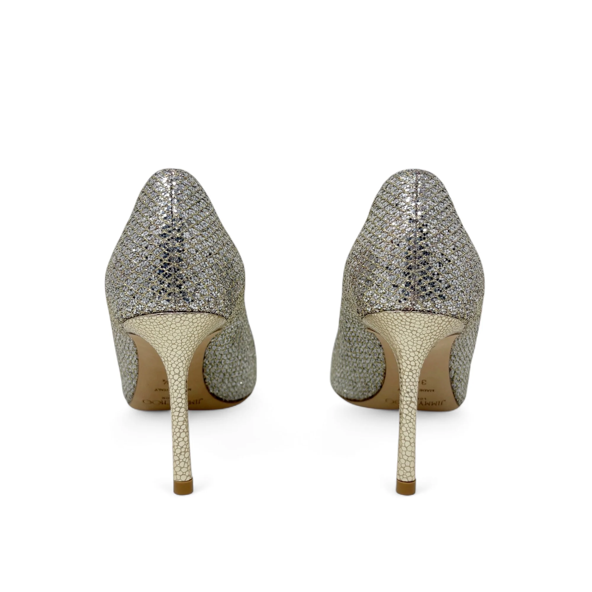 Jimmy Choo Champagne Glitter Romy Pumps 34.5 - Image 5