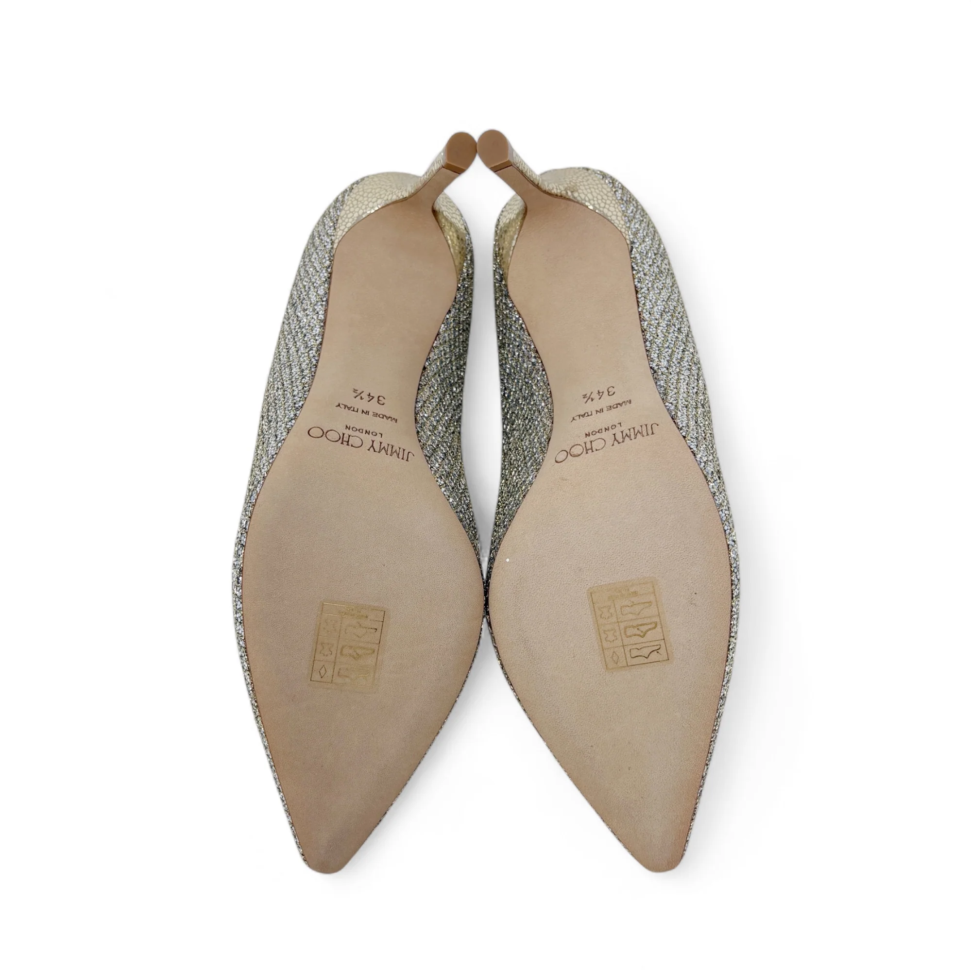 Jimmy Choo Champagne Glitter Romy Pumps 34.5 - Image 6