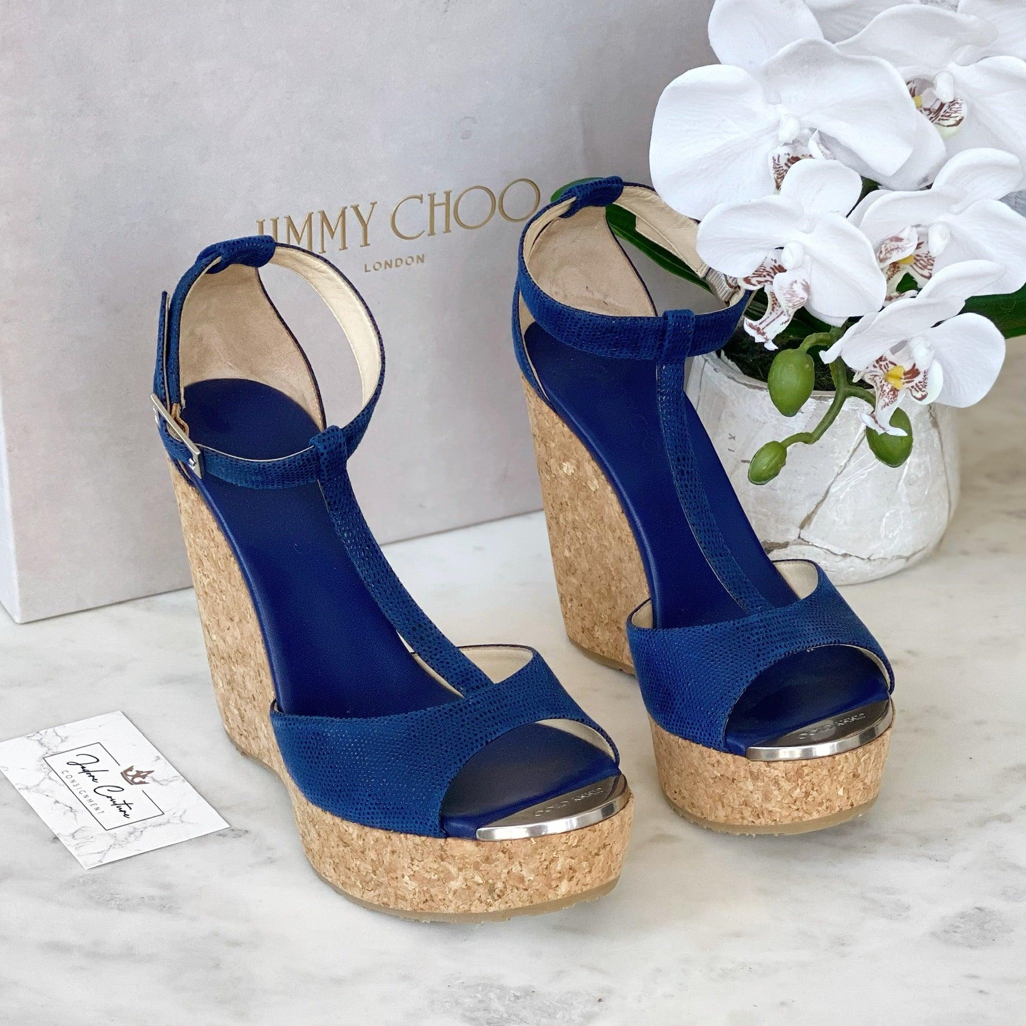 Jimmy Choo Cosmo T-Strap Pela Wedges 36 - Image 5