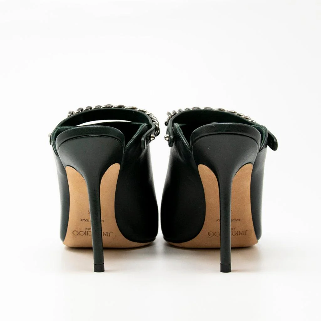 Jimmy Choo Green Lexx Mules 36 - Image 3
