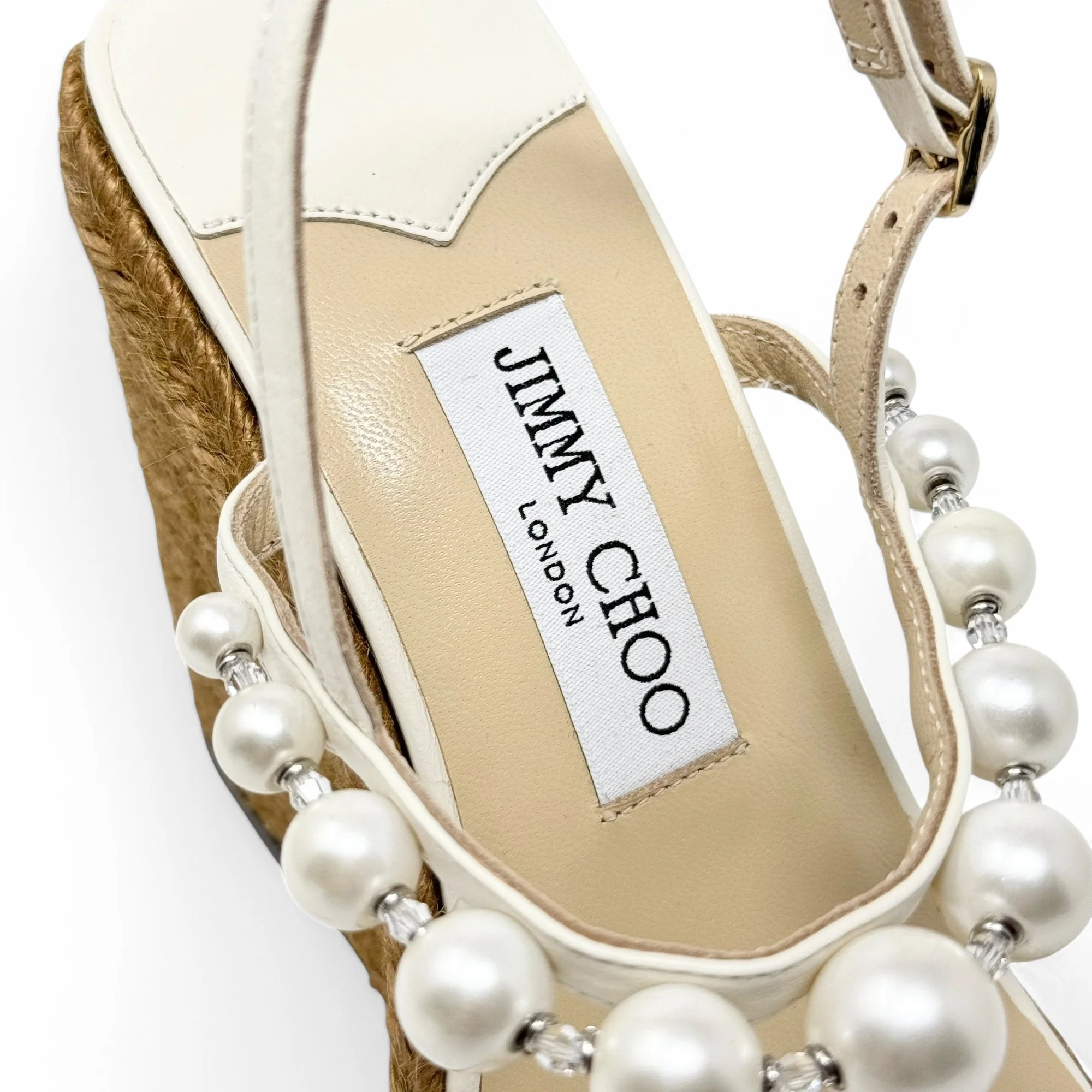 Jimmy Choo Latte Amatuus Wedge Sandals 36.5 - Image 7