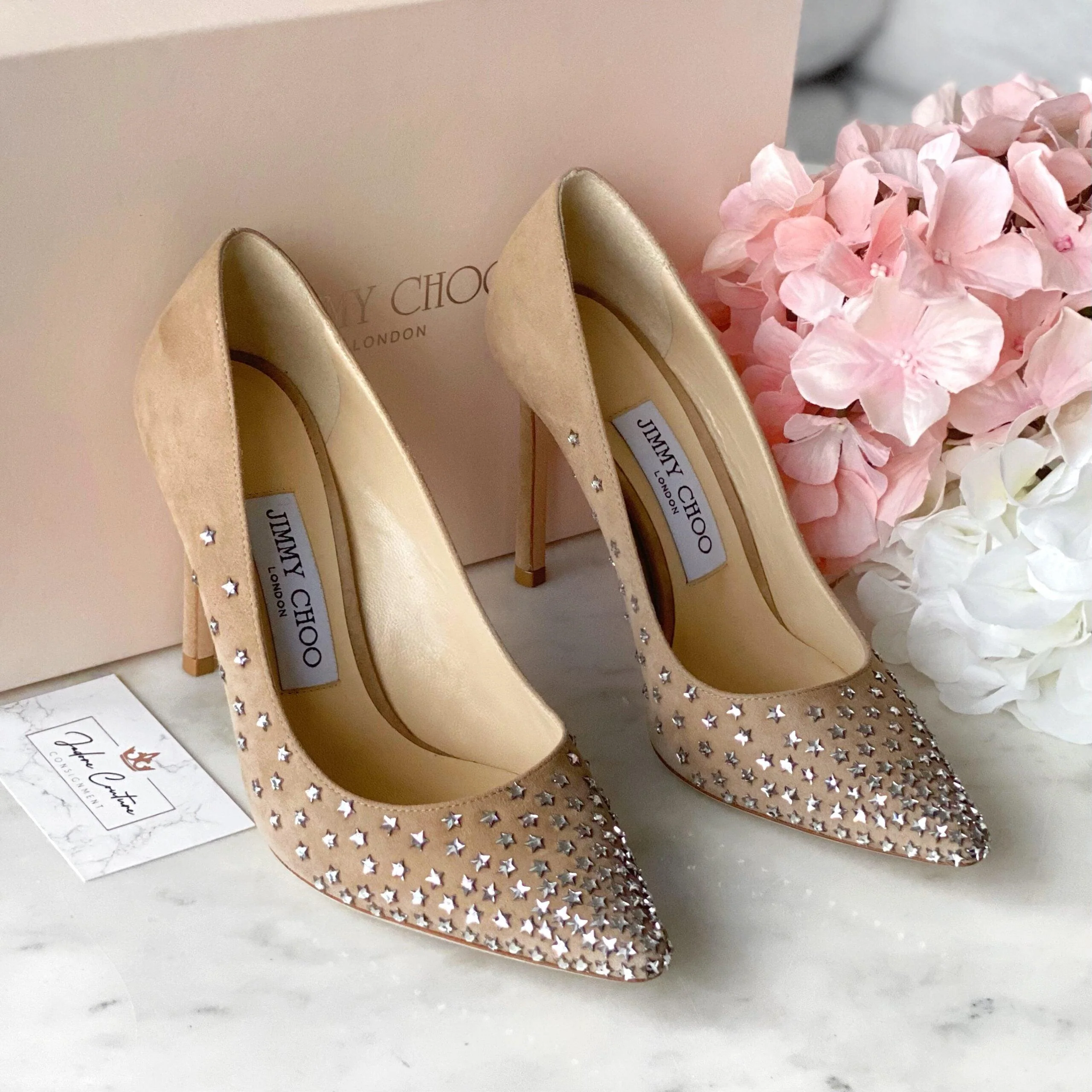 Jimmy Choo Nude Suede Romy Degrade Stars Pumps 35 - Image 5