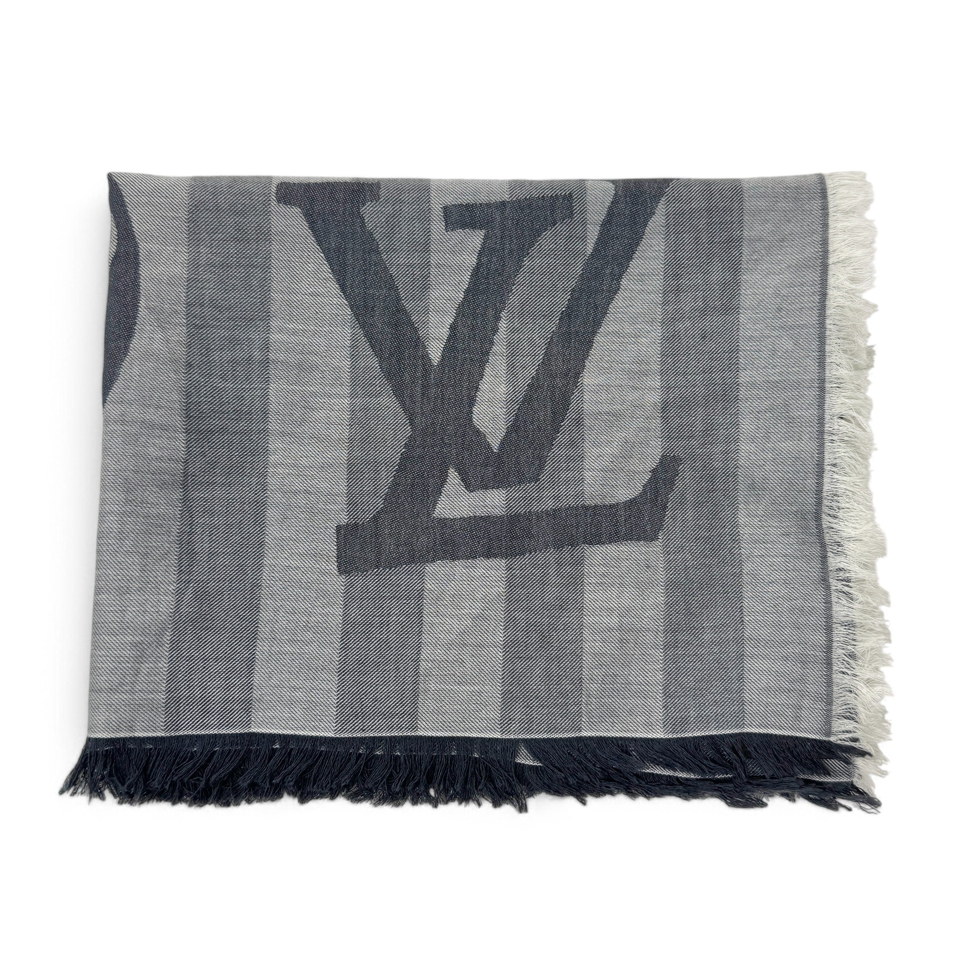 Louis Vuitton Grey Striped Scarf - Image 2