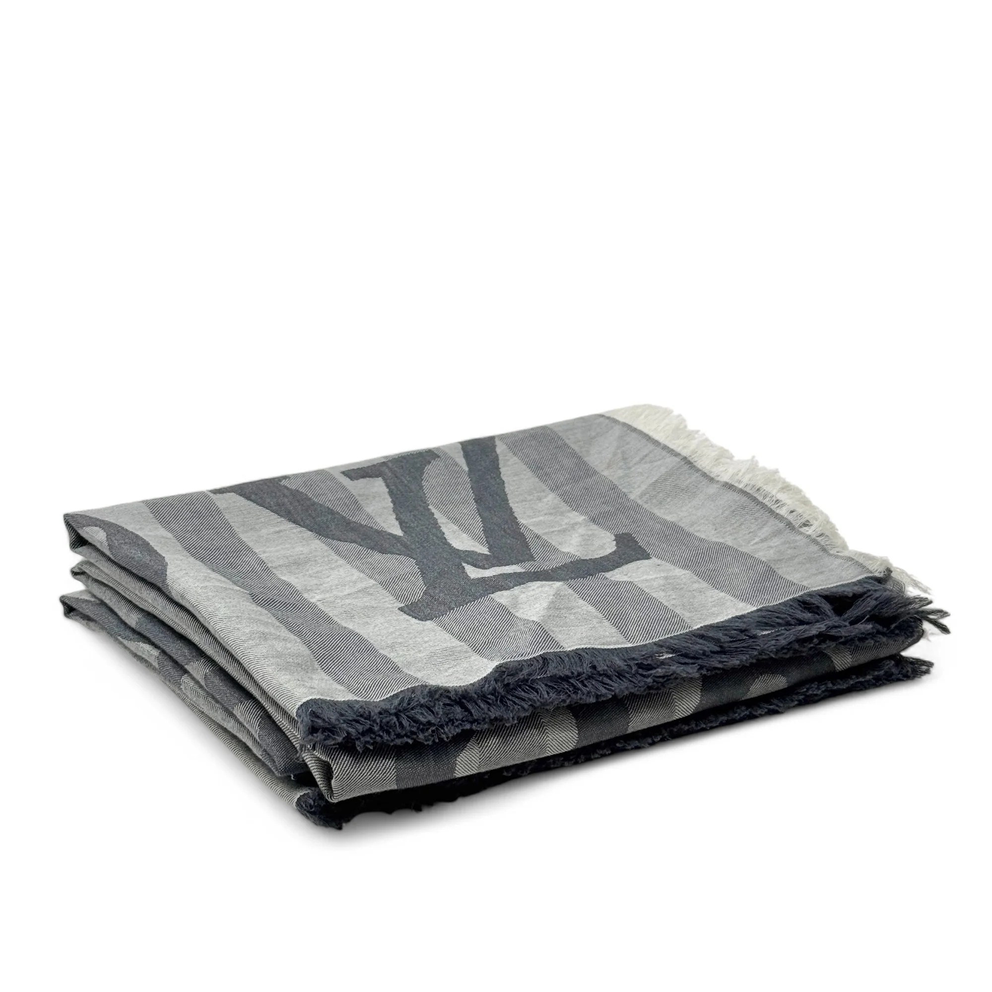 Louis Vuitton Grey Striped Scarf - Image 3