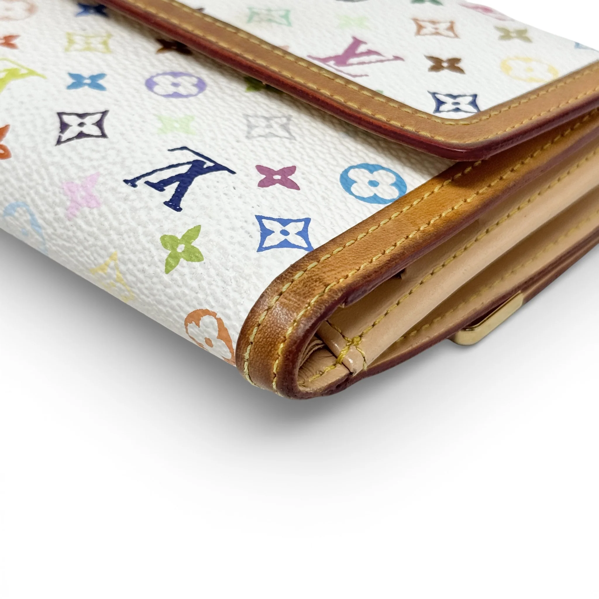 Louis Vuitton White Multicolour Porte Monnaie Wallet - Image 4