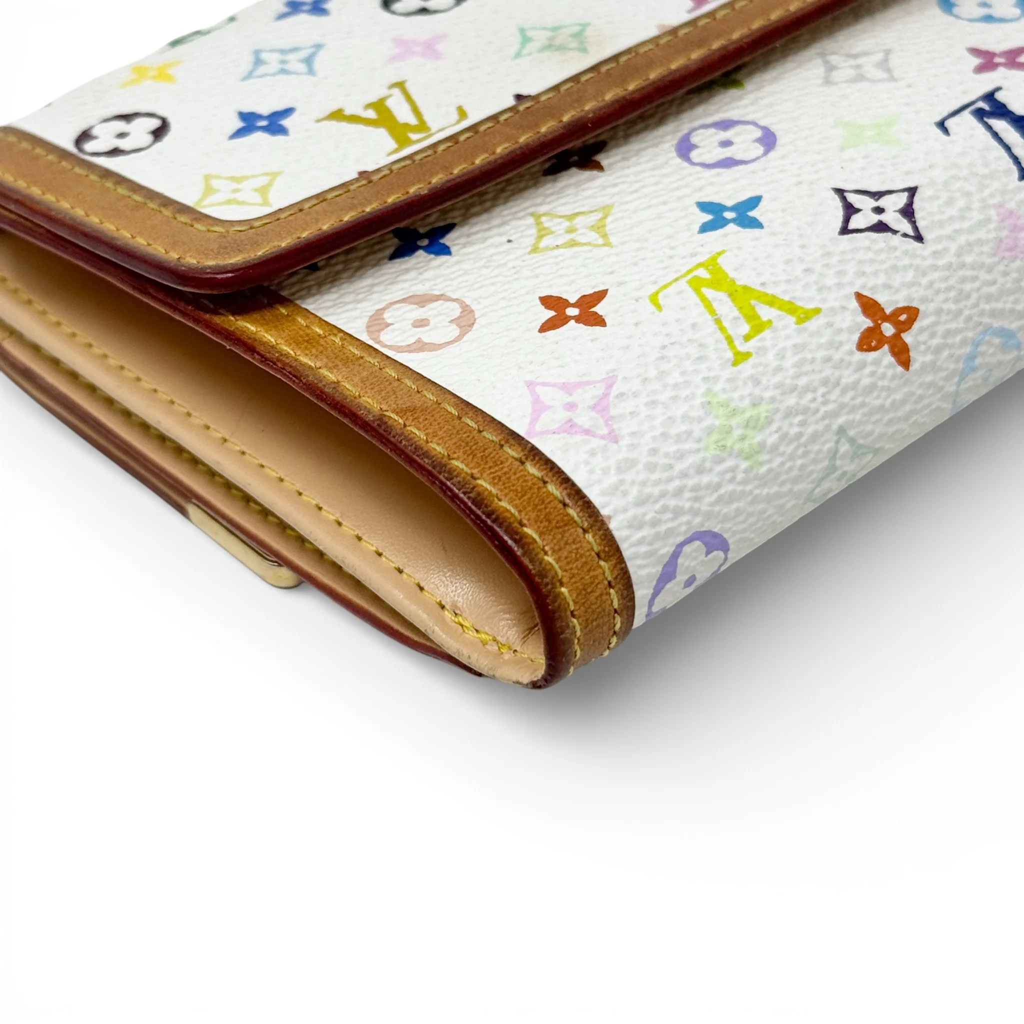 Louis Vuitton White Multicolour Porte Monnaie Wallet - Image 5