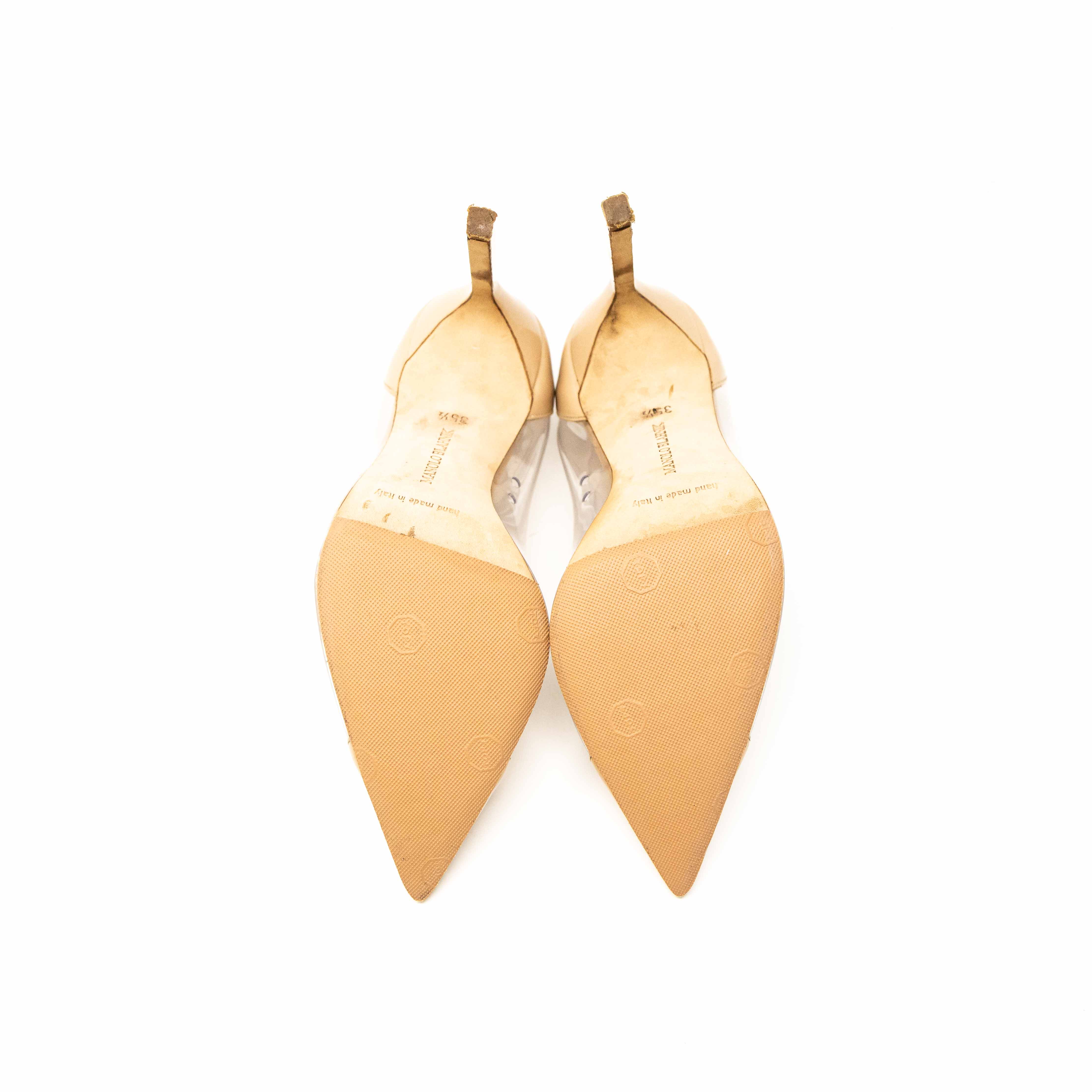 Manolo Blahnik Beige Pacha Pumps 35.5 - Image 6
