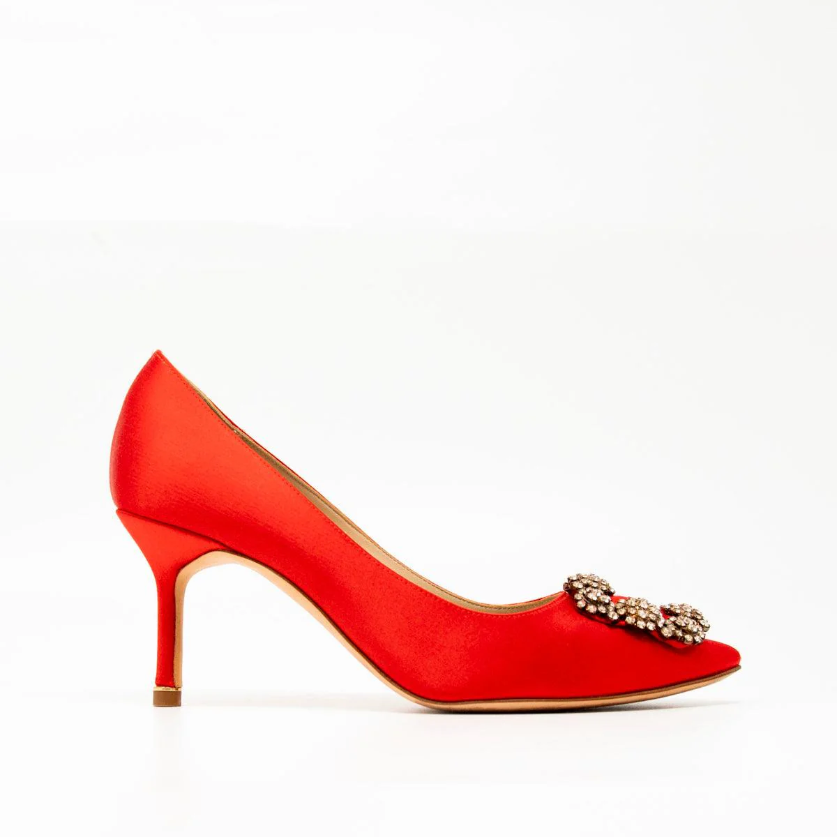 Manolo Blahnik Red Satin Hangisi Pumps 37 - Image 12