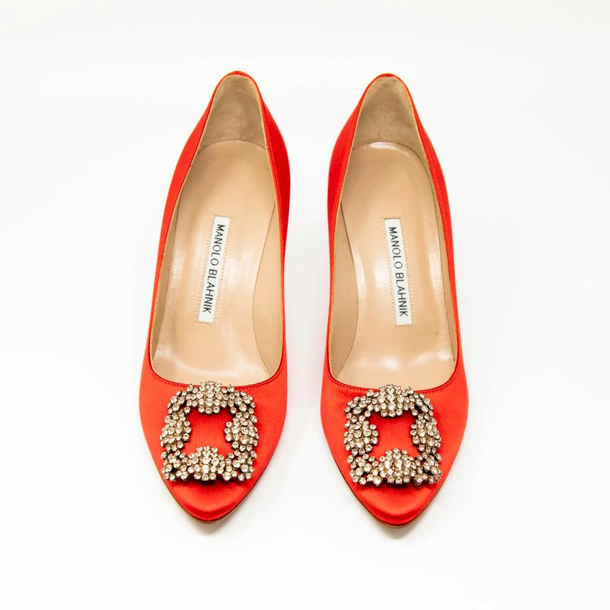 Manolo Blahnik Red Satin Hangisi Pumps 37 - Image 3