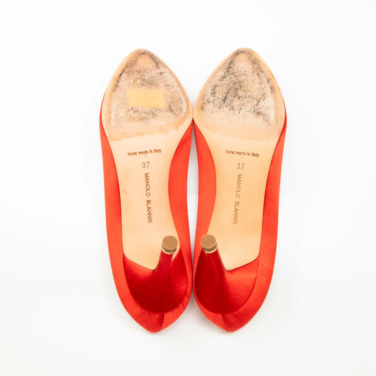 Manolo Blahnik Red Satin Hangisi Pumps 37 - Image 7