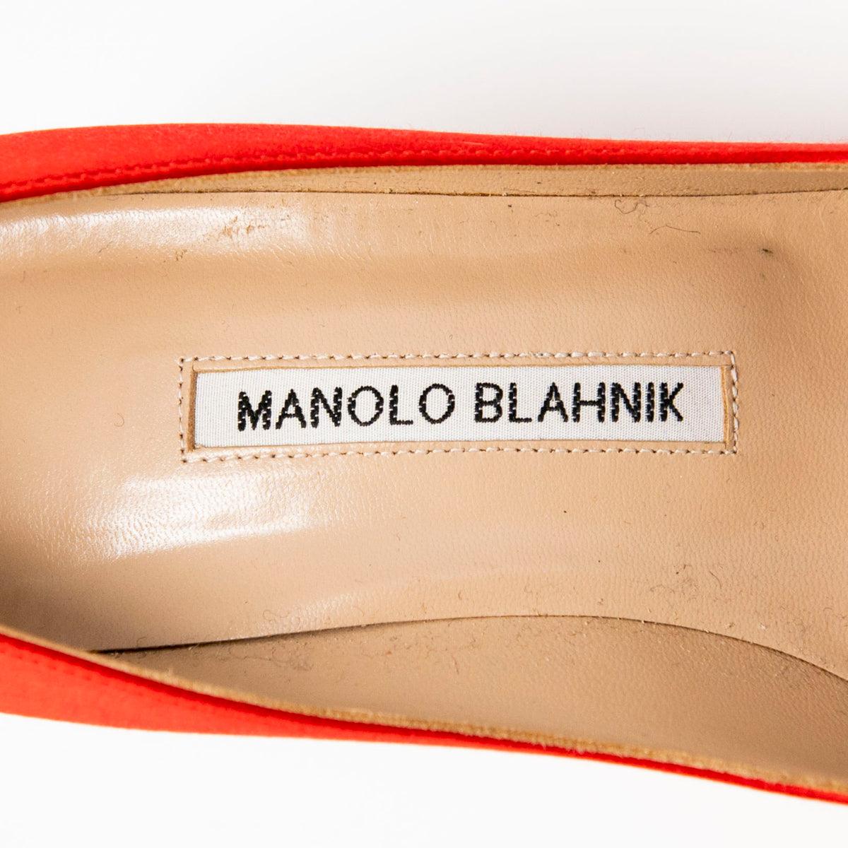 Manolo Blahnik Red Satin Hangisi Pumps 37 - Image 8