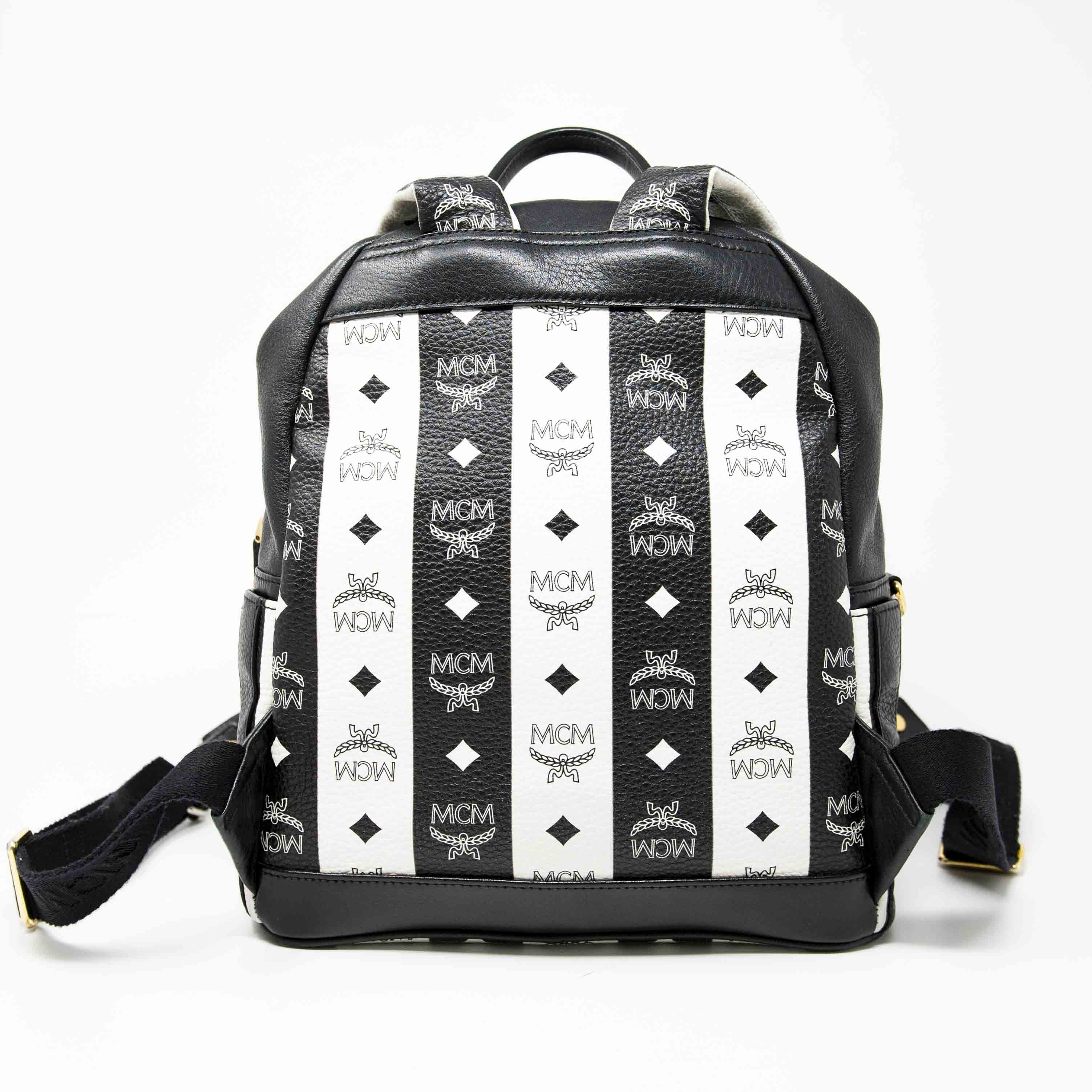 MCM Black Striped Small Stark Backpack - Image 3