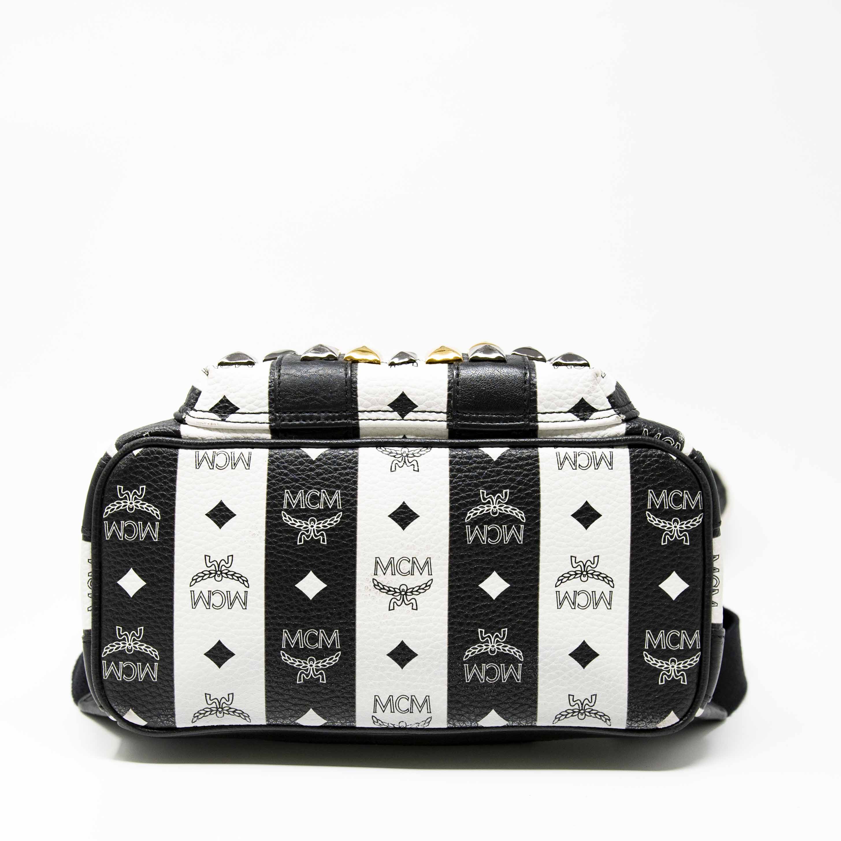 MCM Black Striped Small Stark Backpack - Image 5
