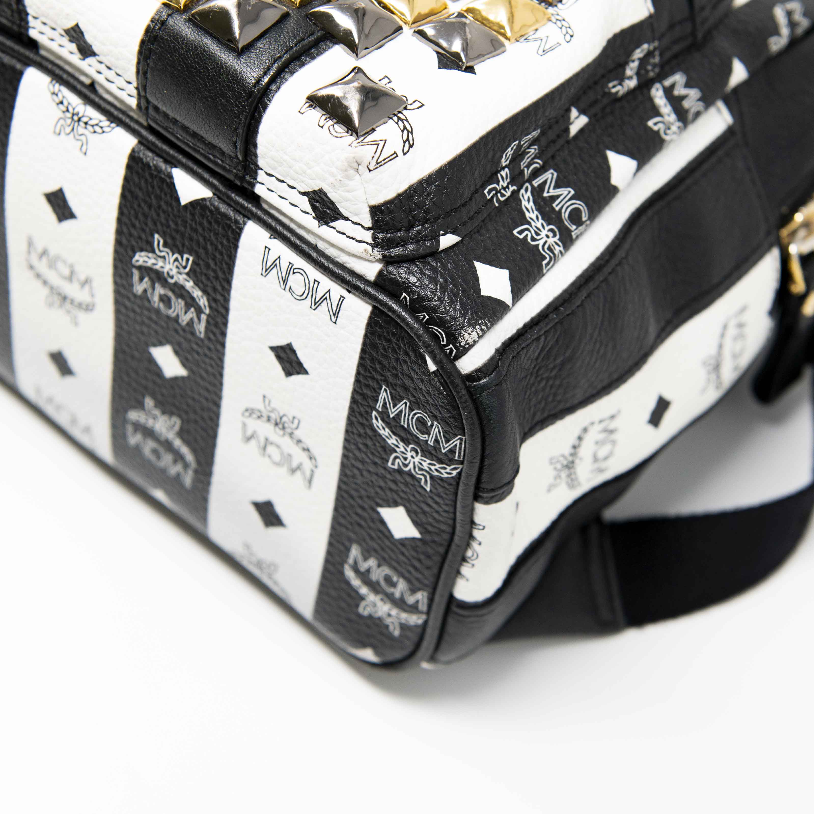 MCM Black Striped Small Stark Backpack - Image 6