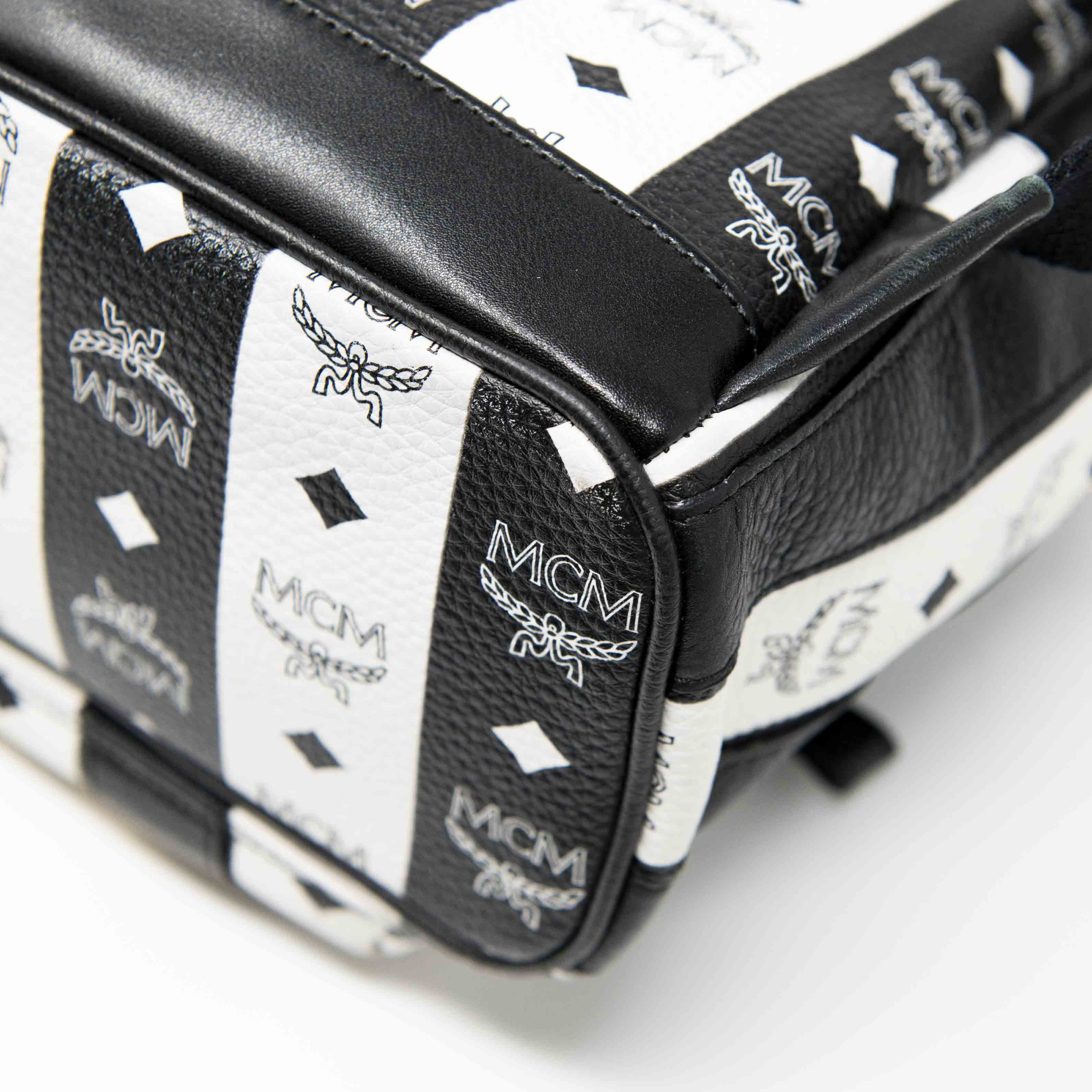 MCM Black Striped Small Stark Backpack - Image 8