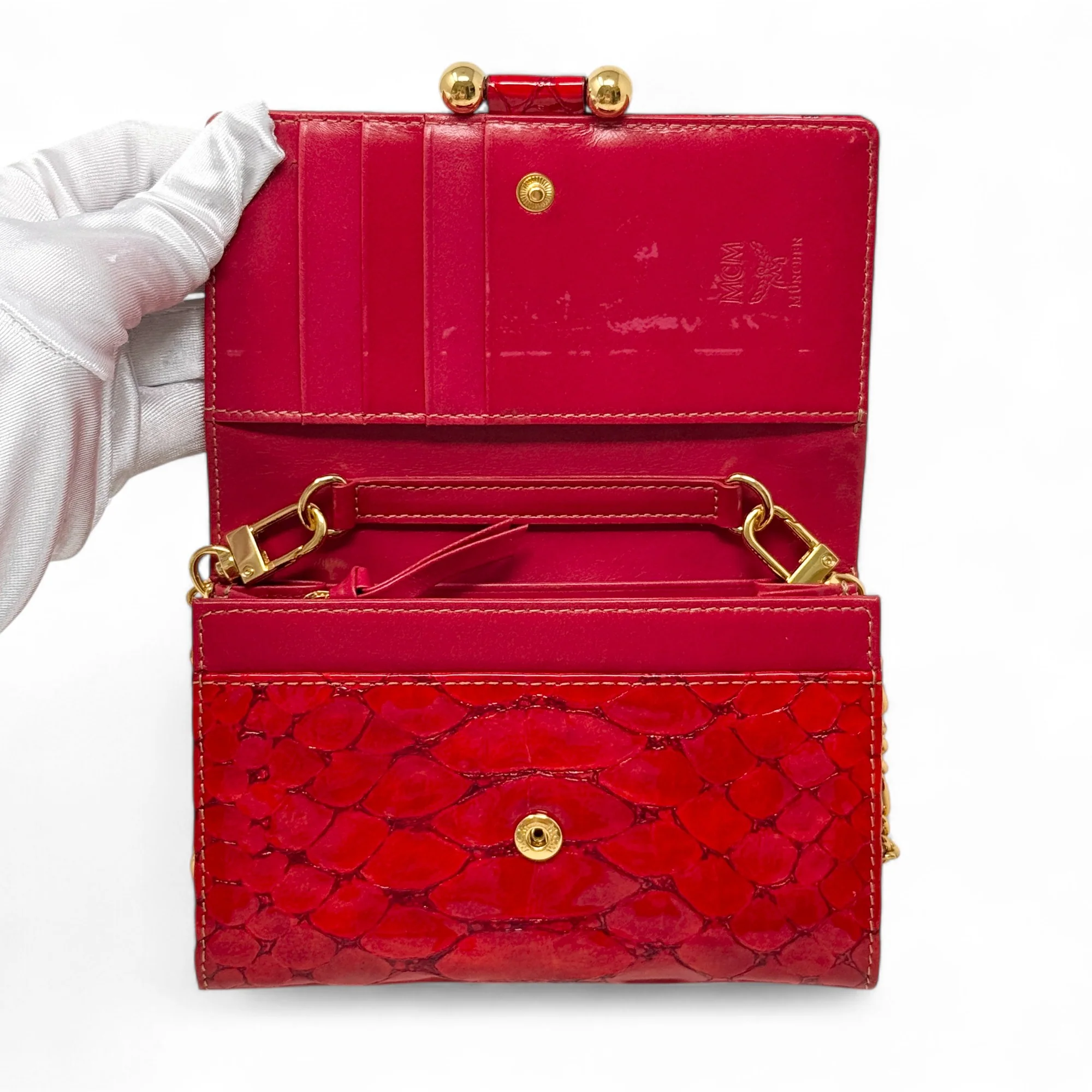 MCM Red Python Wallet on Chain - Image 9