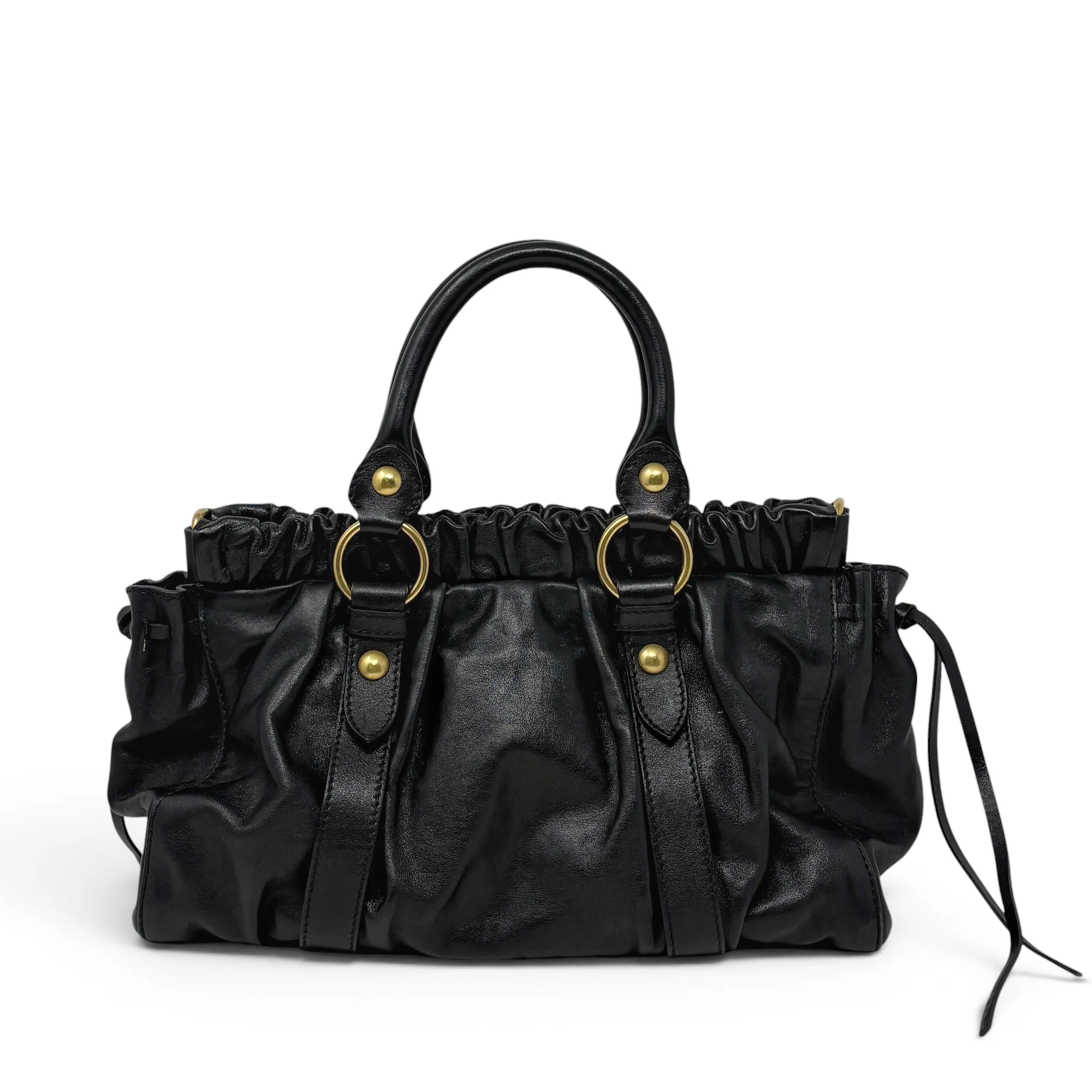 Miu Miu Black Vitello Bow Two Way Bag - Image 3