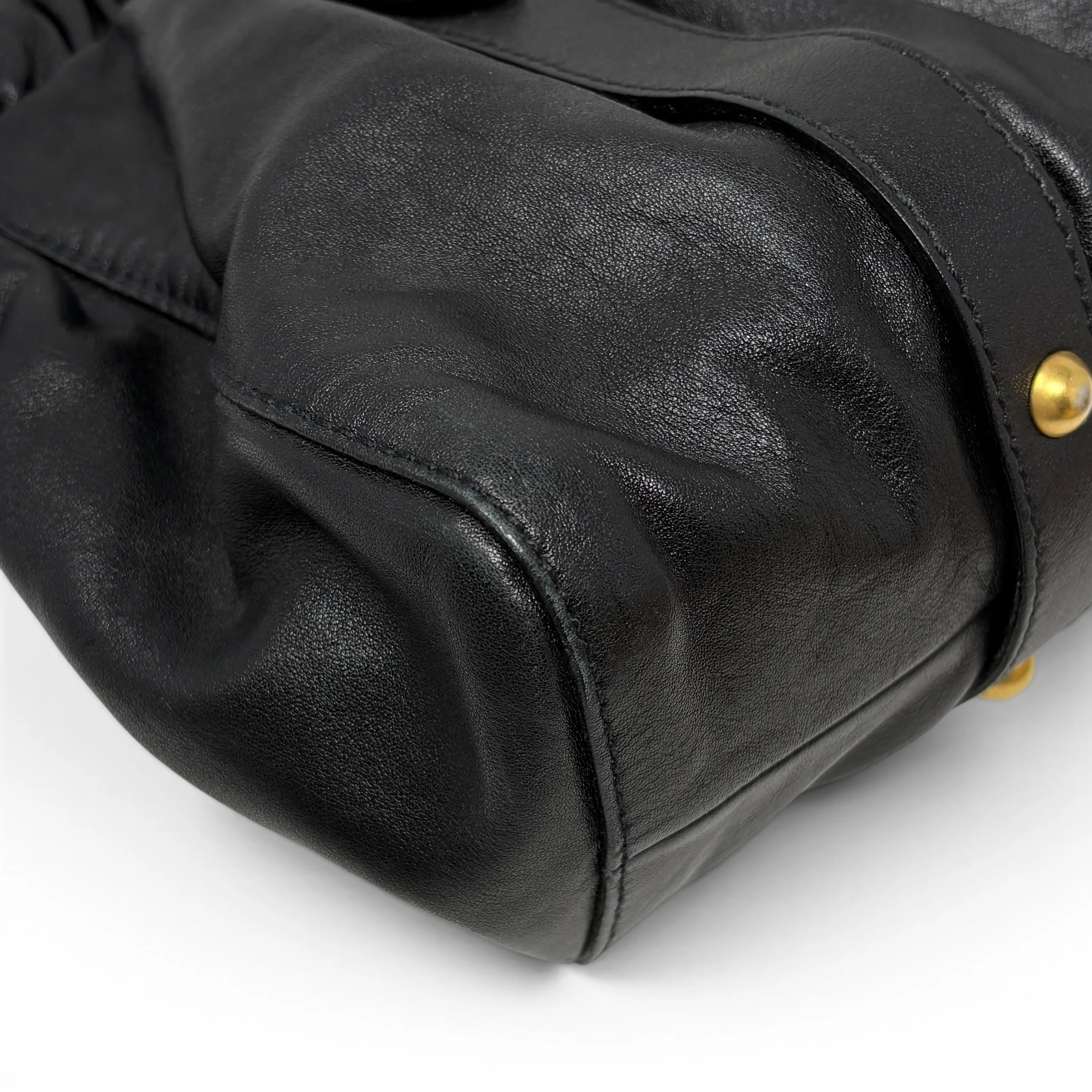Miu Miu Black Vitello Bow Two Way Bag - Image 8
