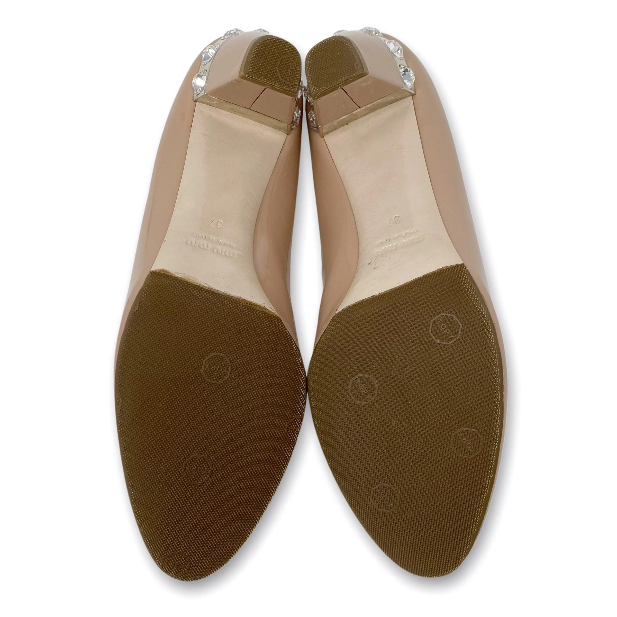 Miu Miu Nude Patent Jewelled Pumps 37 - Image 4