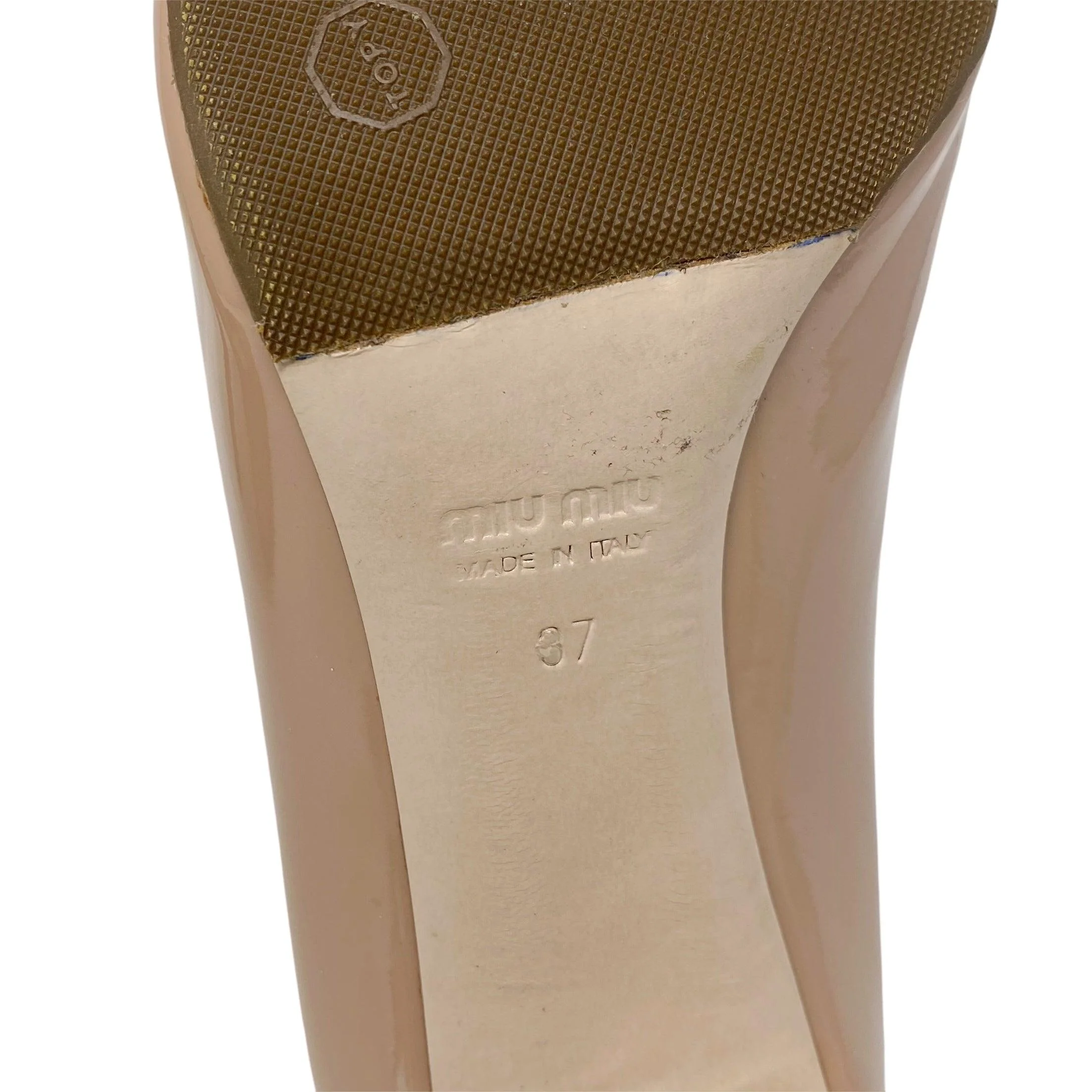 Miu Miu Nude Patent Jewelled Pumps 37 - Image 5