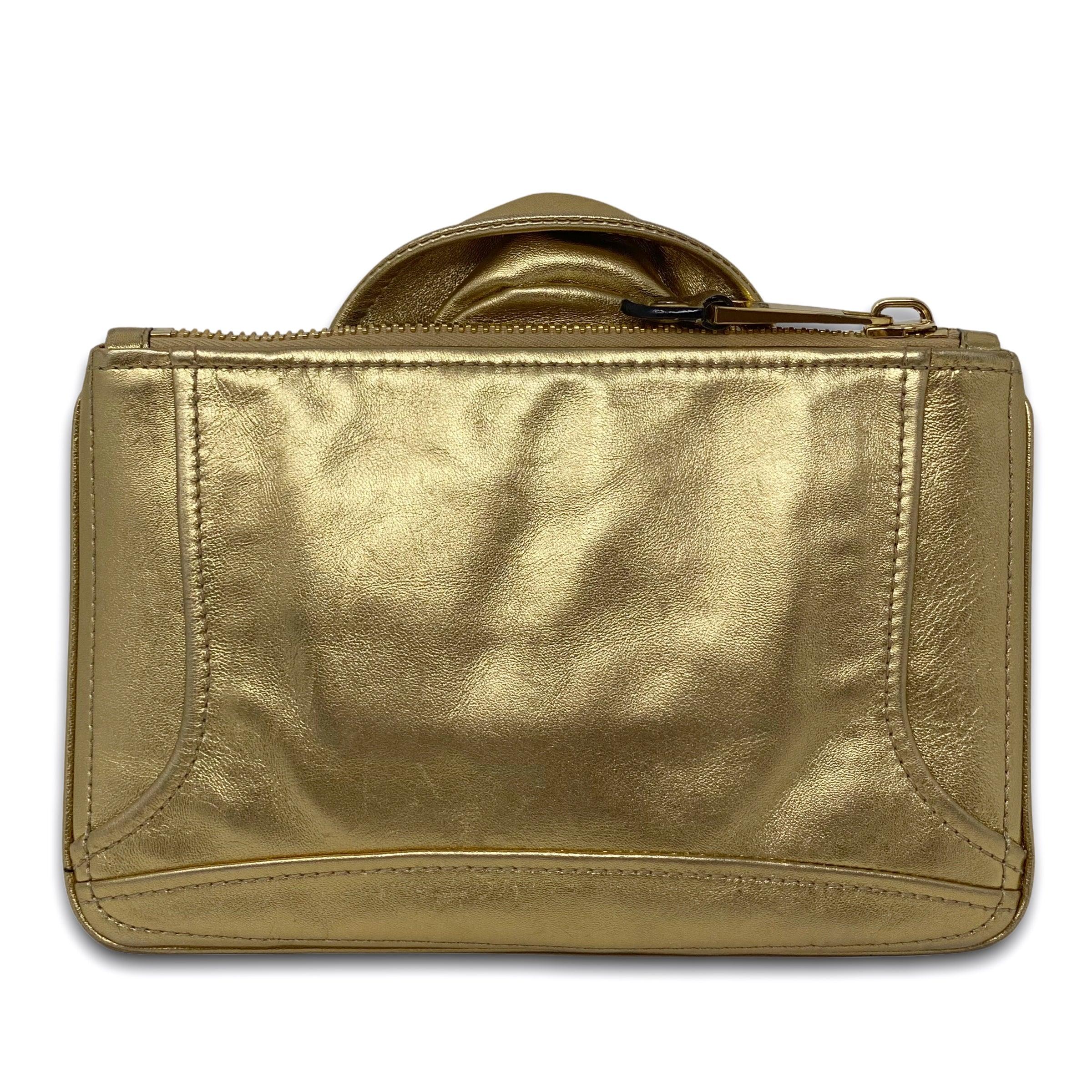 Moschino Metallic Gold Biker Jacket Clutch - Image 3