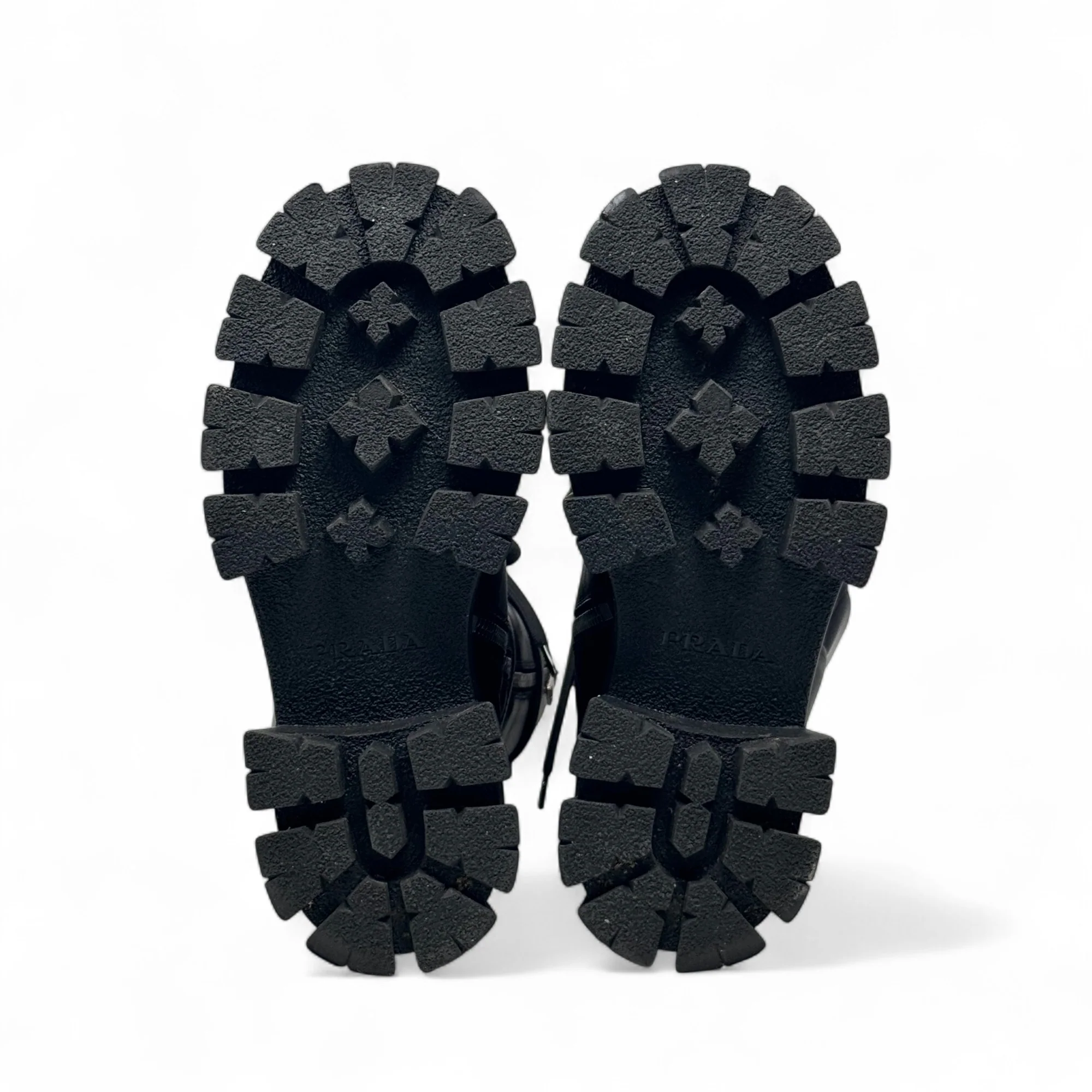 Prada Black Brushed Tall Monolith Combat Boots 37 - Image 8