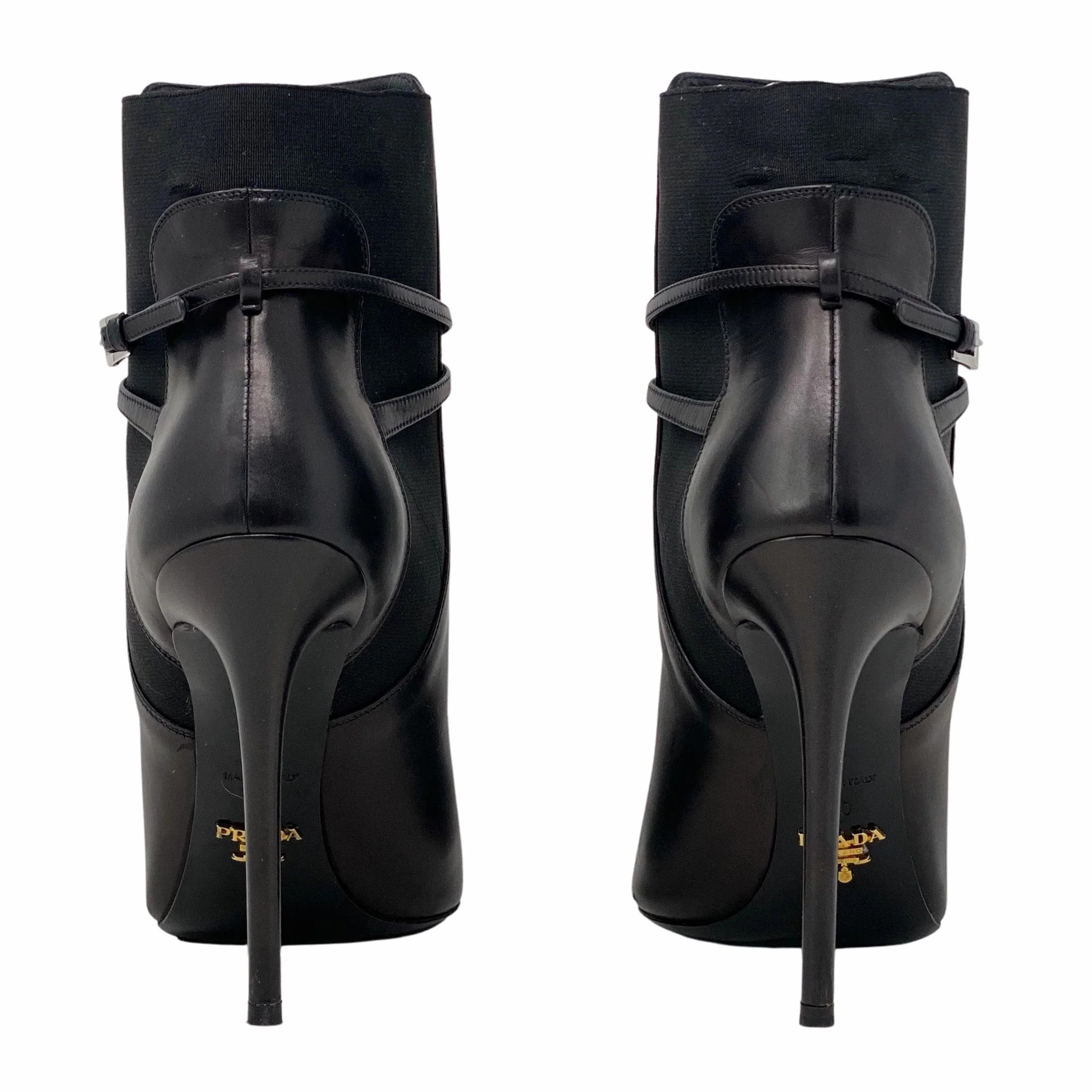 Prada Black Calfskin Ankle Strap Boots 40 - Image 3