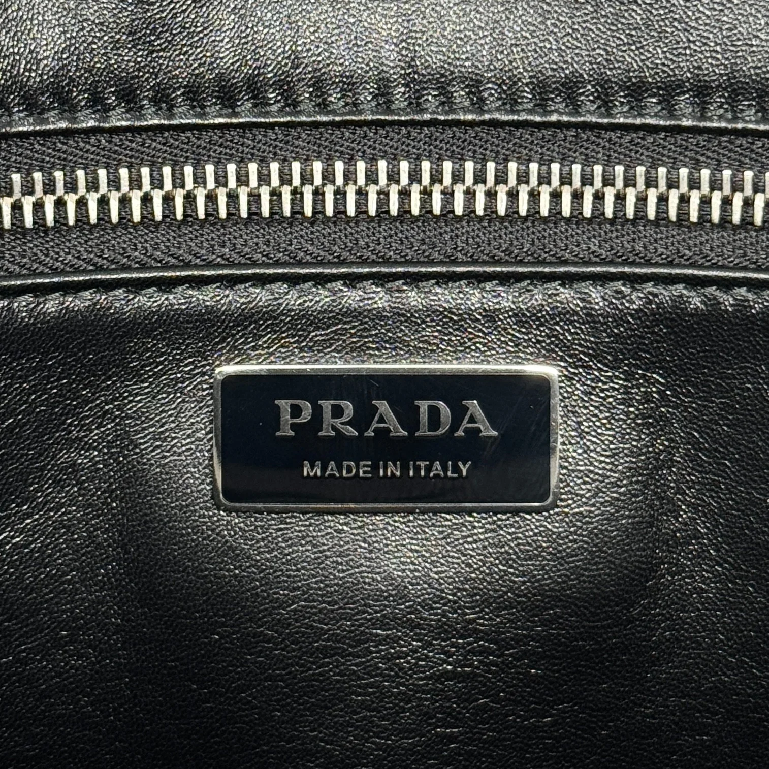 Prada Black Crinkle Nappa Leather Tote - Image 12