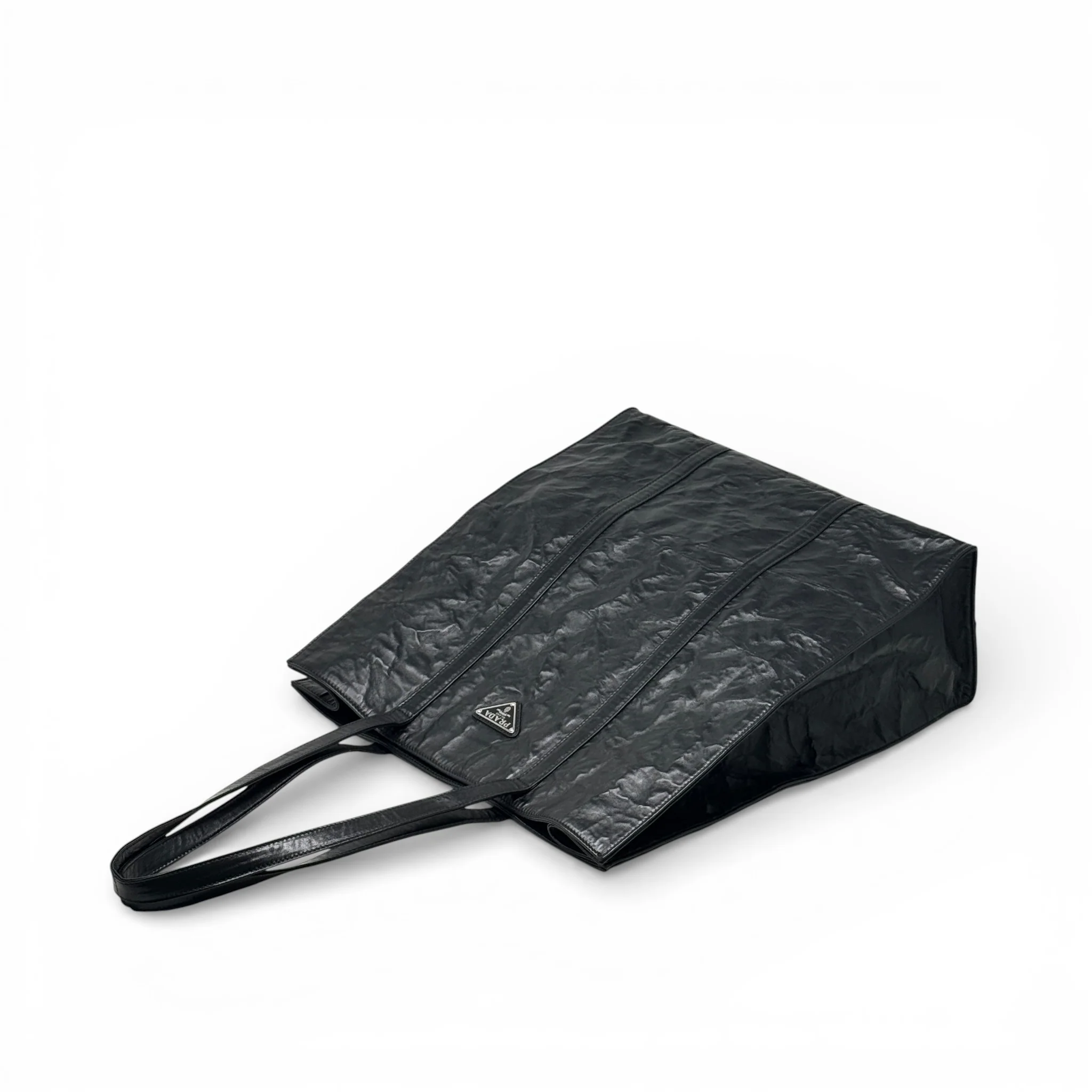 Prada Black Crinkle Nappa Leather Tote - Image 13