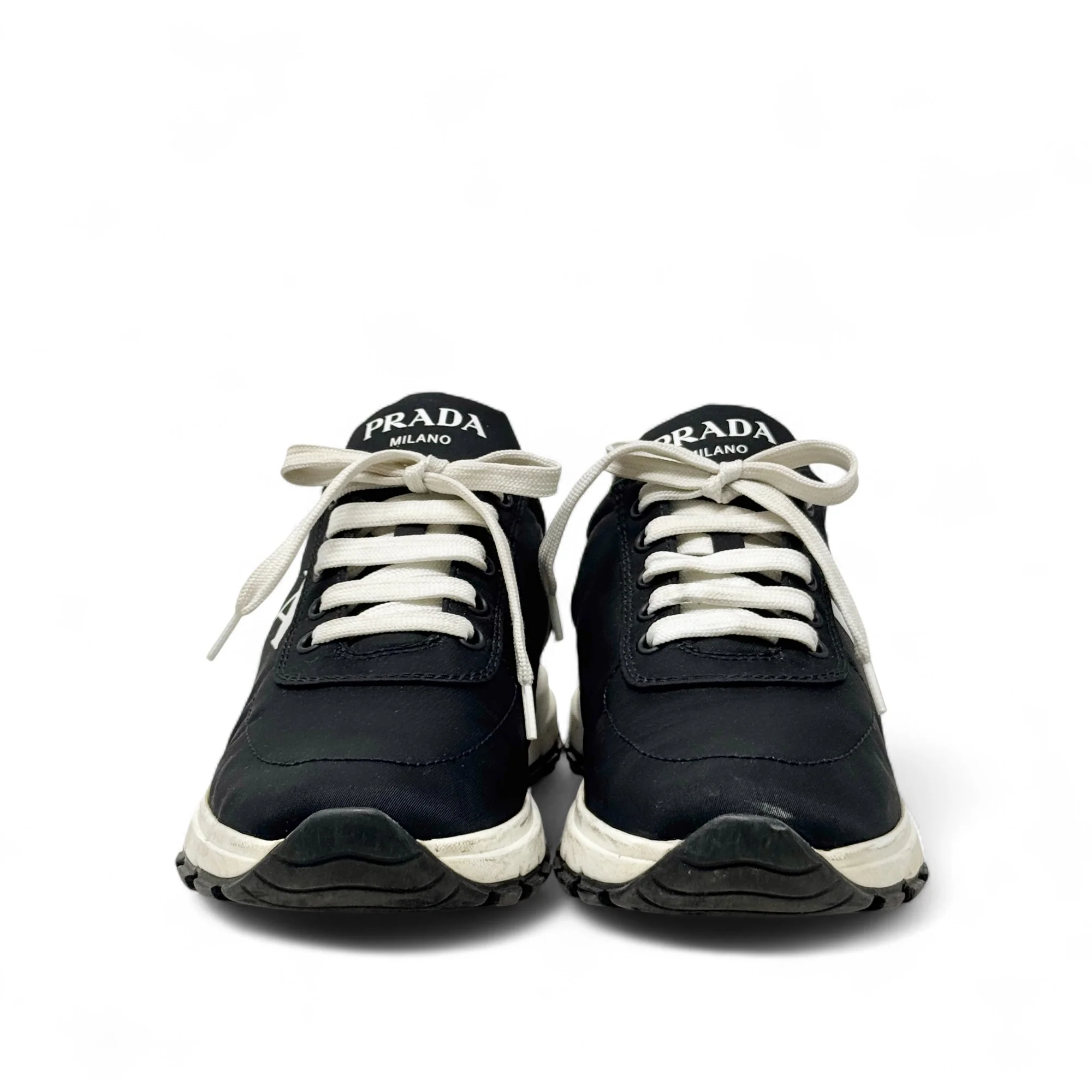 Prada Black Logo Re-Nylon Sneakers 37 - Image 3