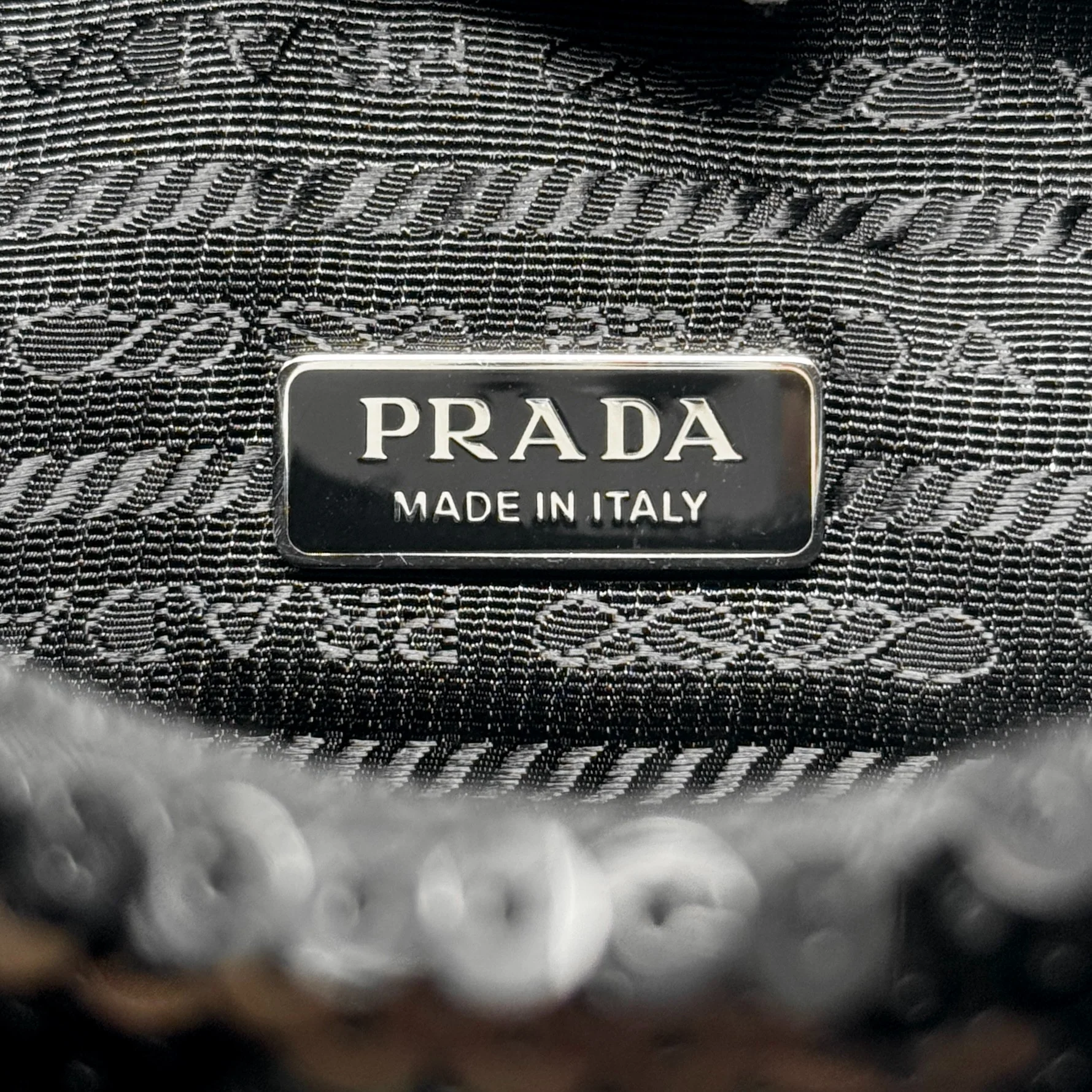 Prada Black Sequin Logo Re-Edition Mini Bag - Image 14