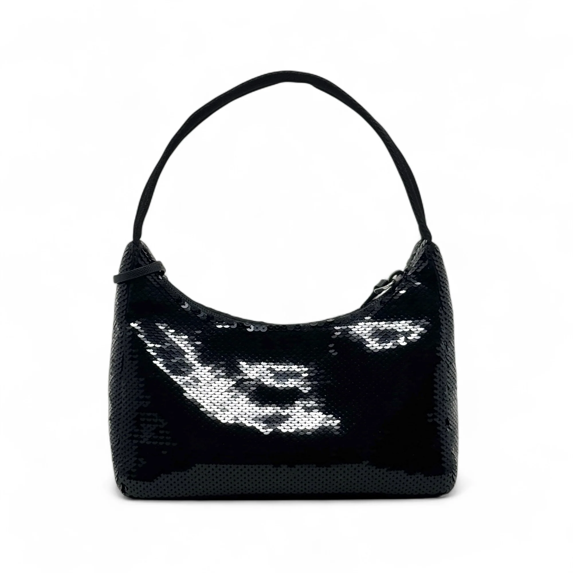 Prada Black Sequin Logo Re-Edition Mini Bag - Image 3