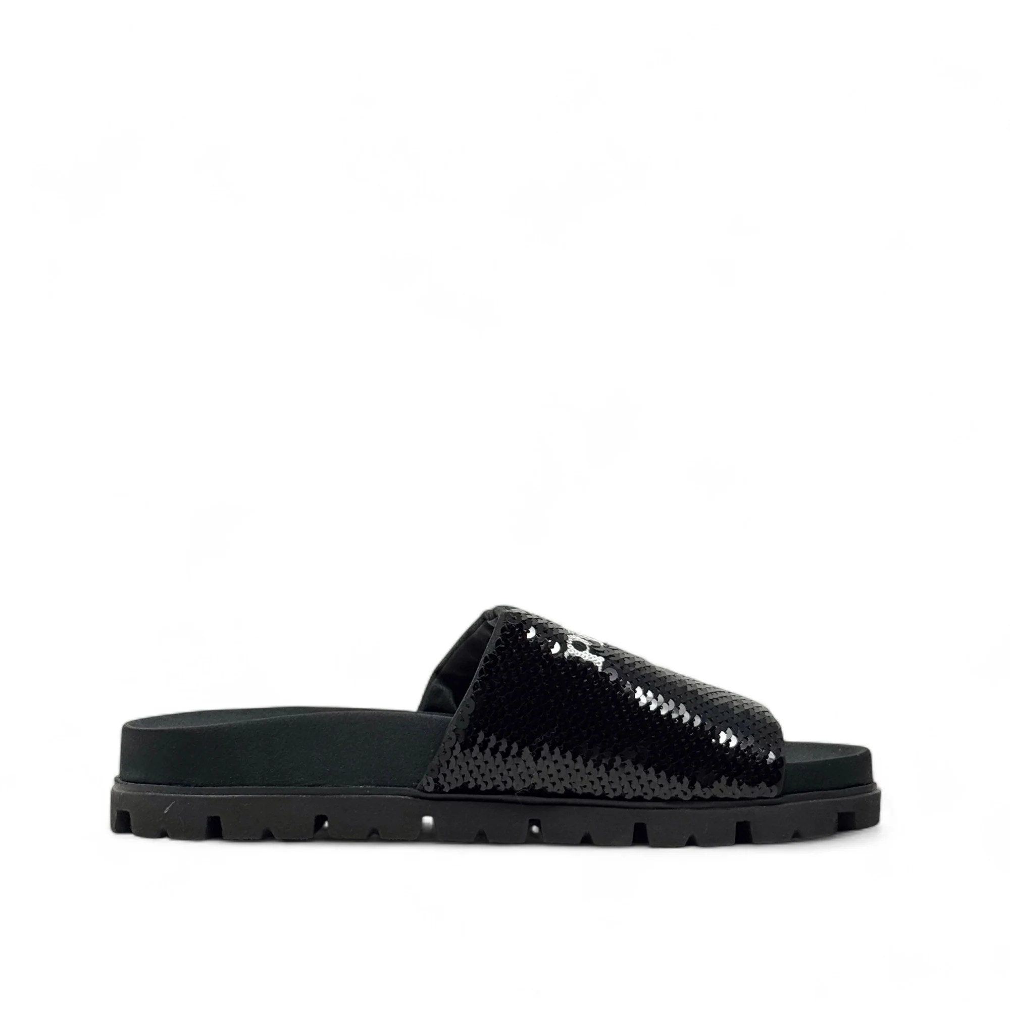 Prada Black Sequin Logo Slides 36.5 - Image 6