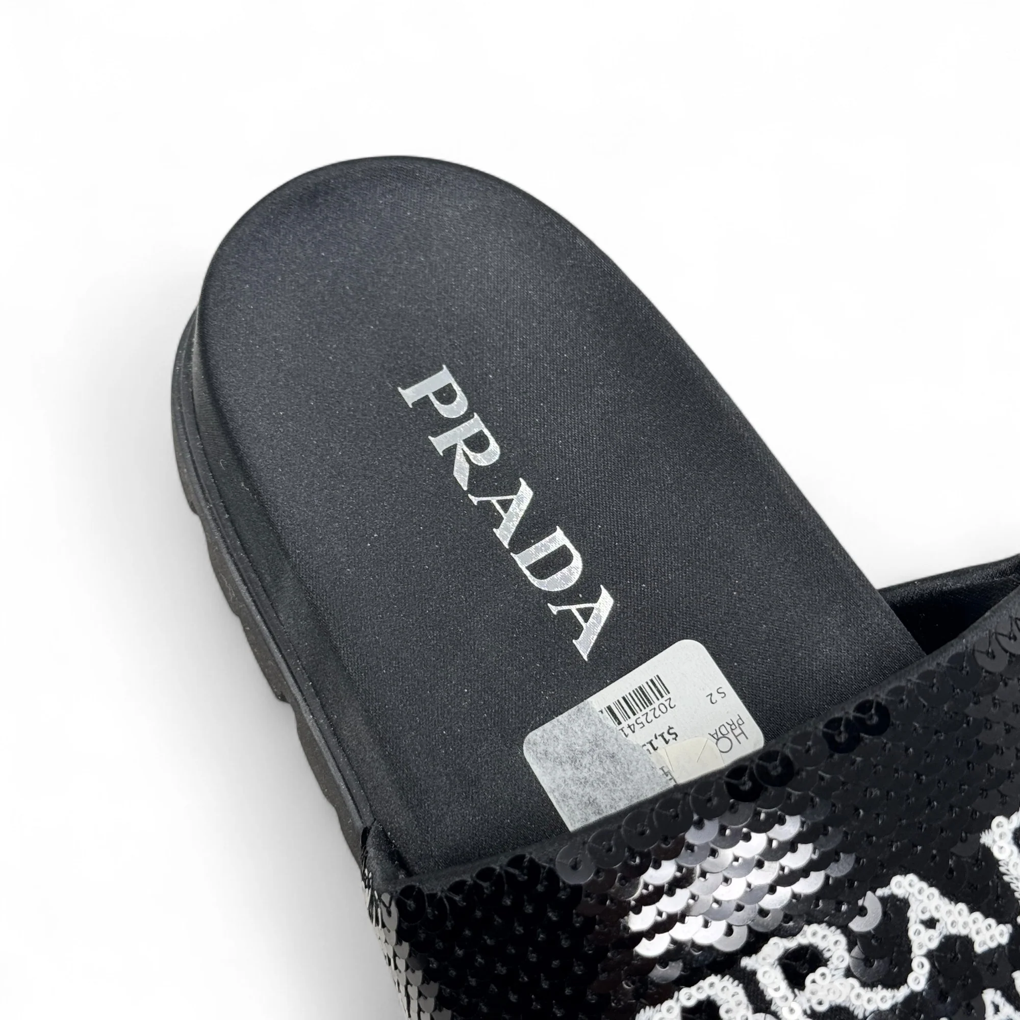 Prada Black Sequin Logo Slides 36.5 - Image 7