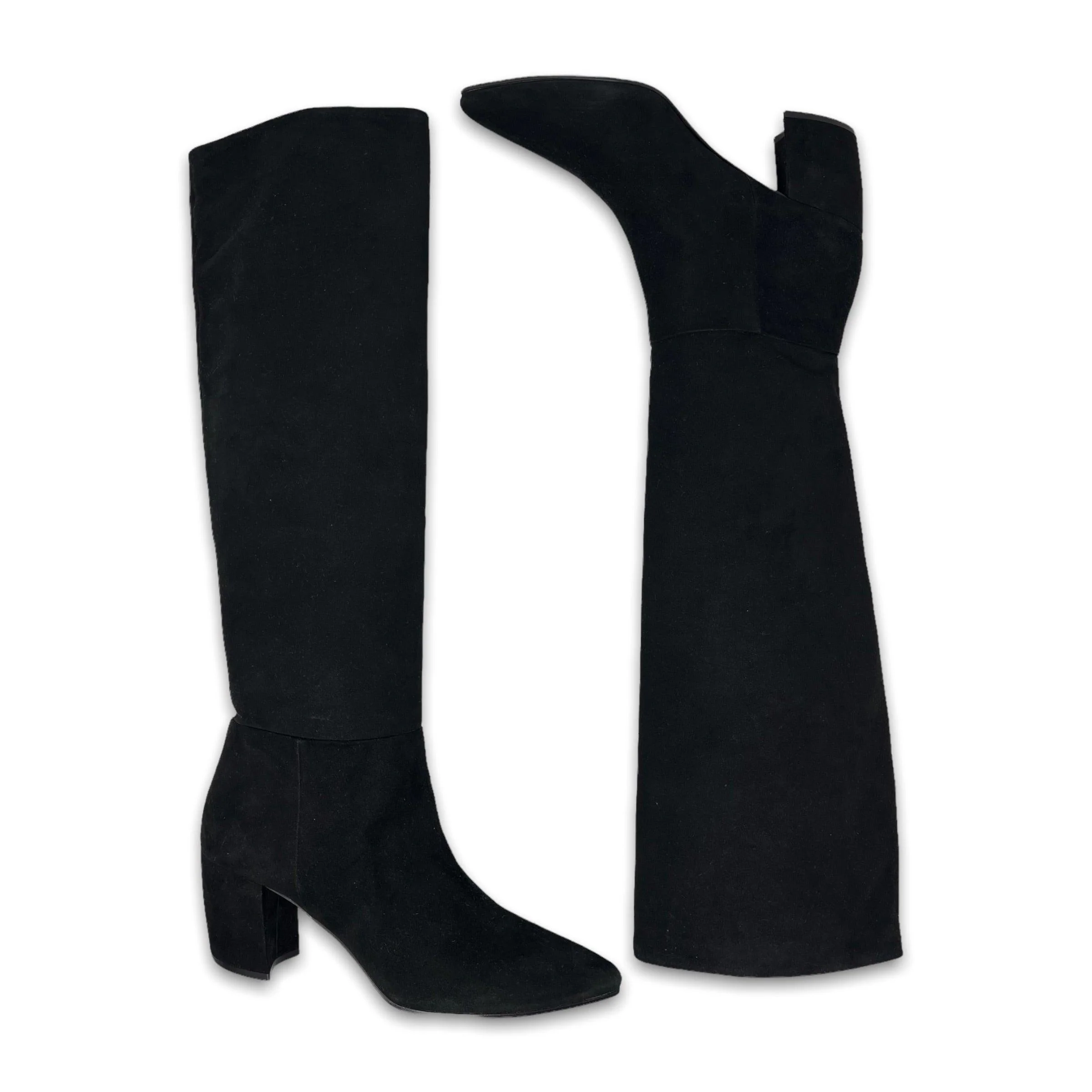 Prada Black Suede Knee High Boots 38.5 - Image 2