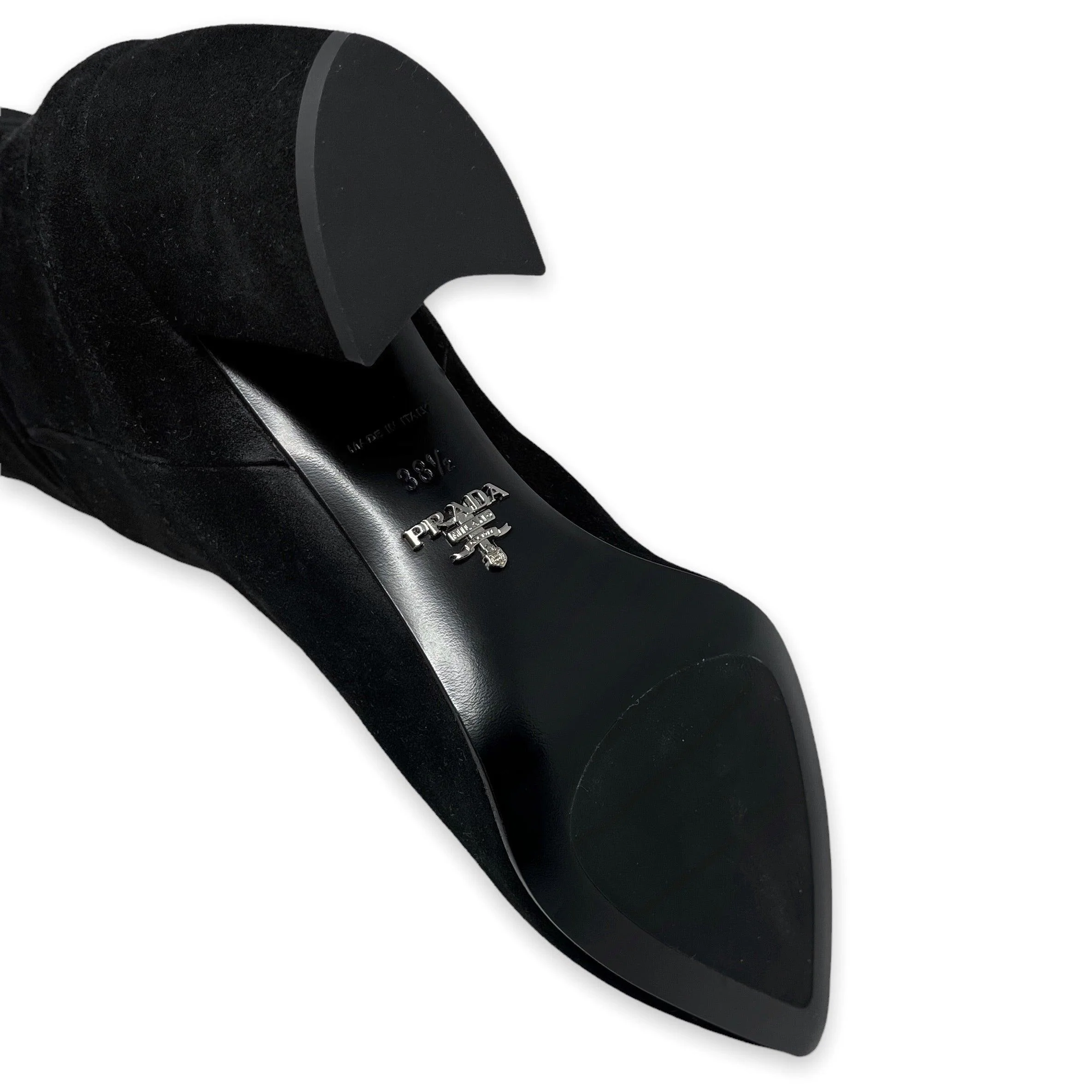 Prada Black Suede Knee High Boots 38.5 - Image 5