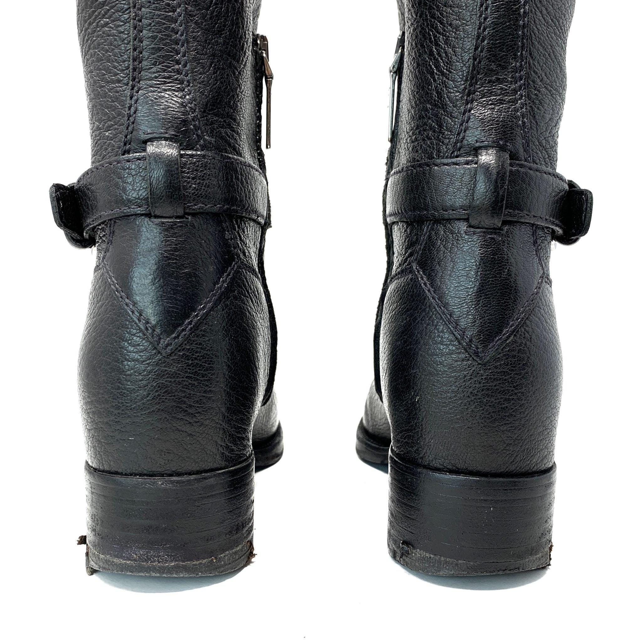 Prada Logo Black Riding Boots 36 - Image 3