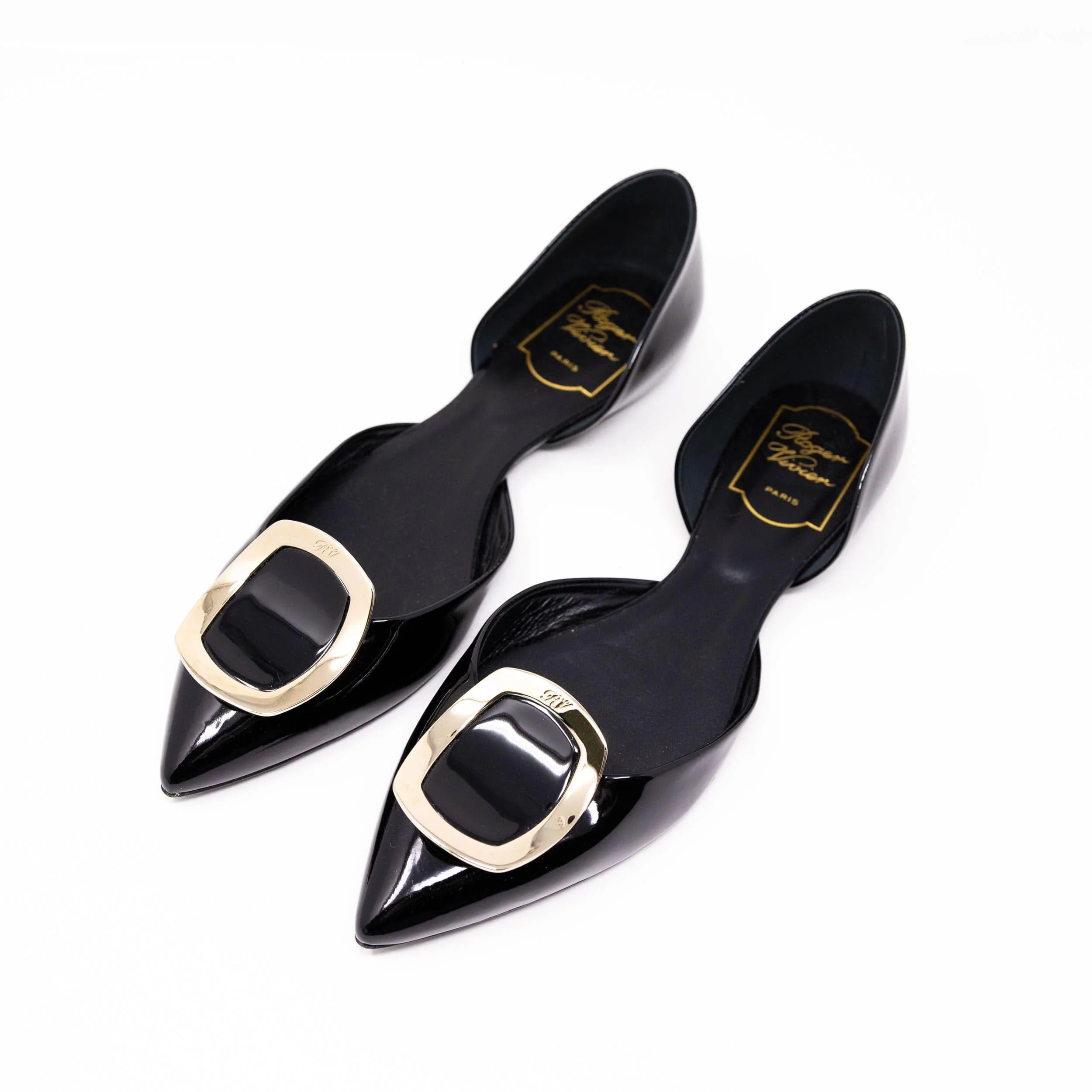 Roger Vivier Black Patent Chips Flats 37.5 - Image 2