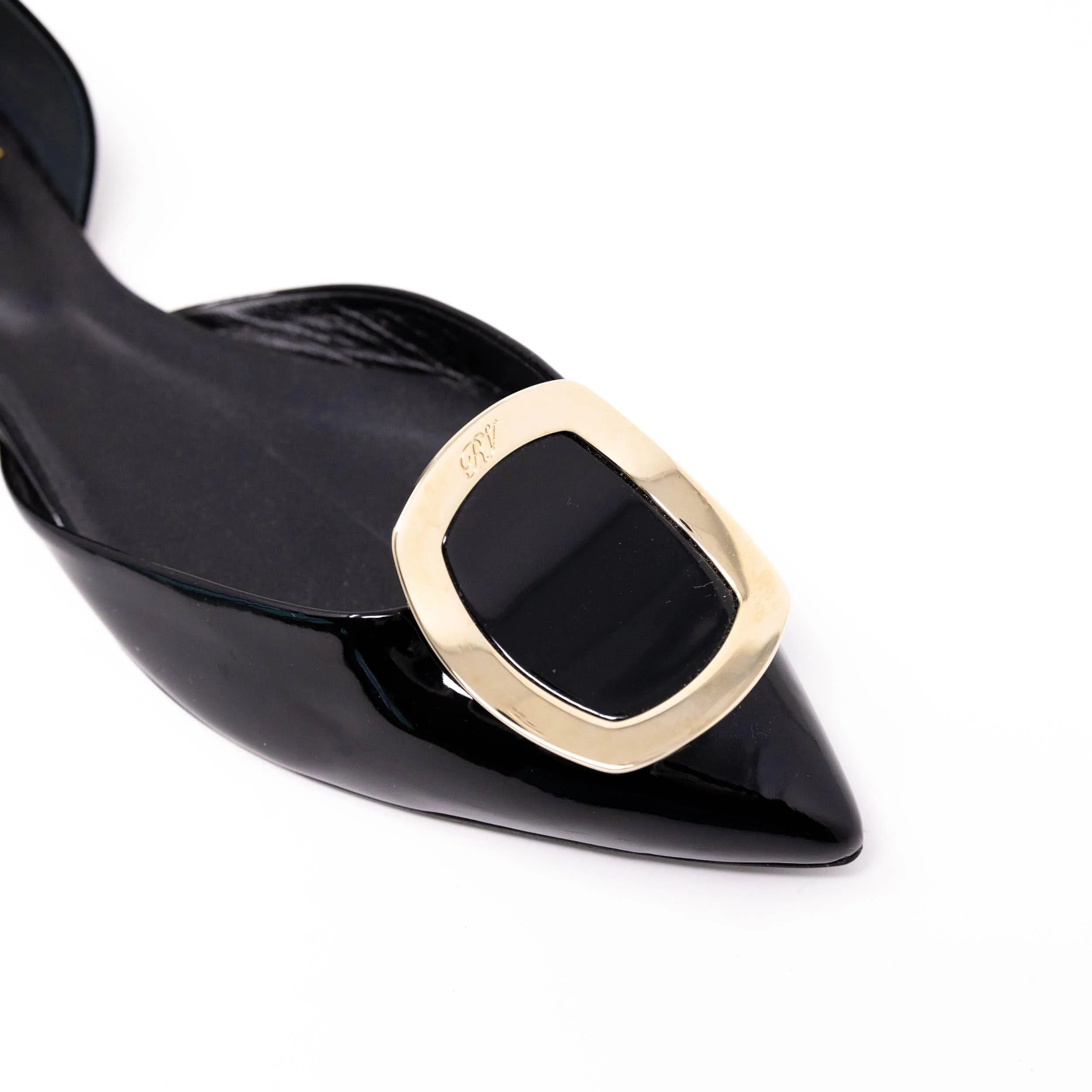 Roger Vivier Black Patent Chips Flats 37.5 - Image 4