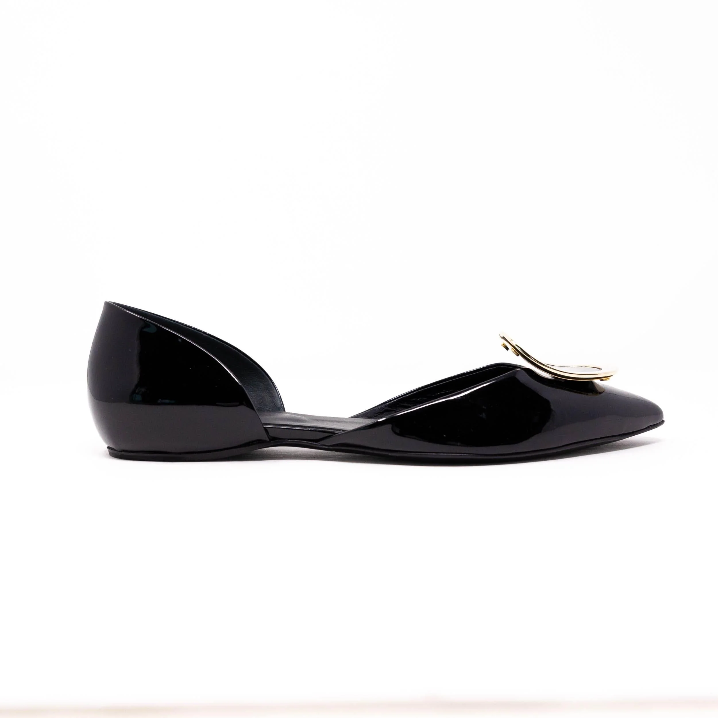 Roger Vivier Black Patent Chips Flats 37.5 - Image 5