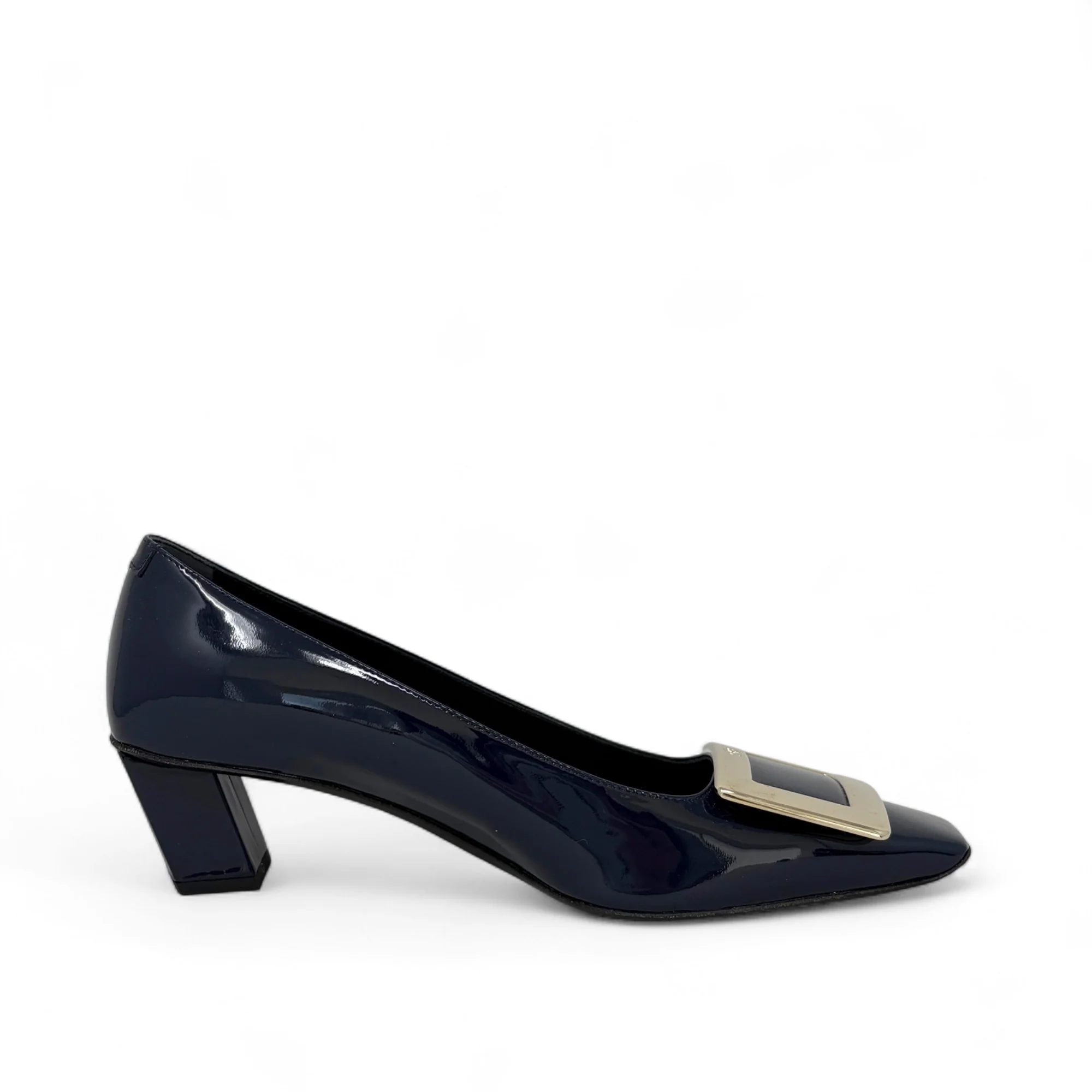 Roger Vivier Dark Blue Patent Belle Vivier Pumps 35.5 - Image 3