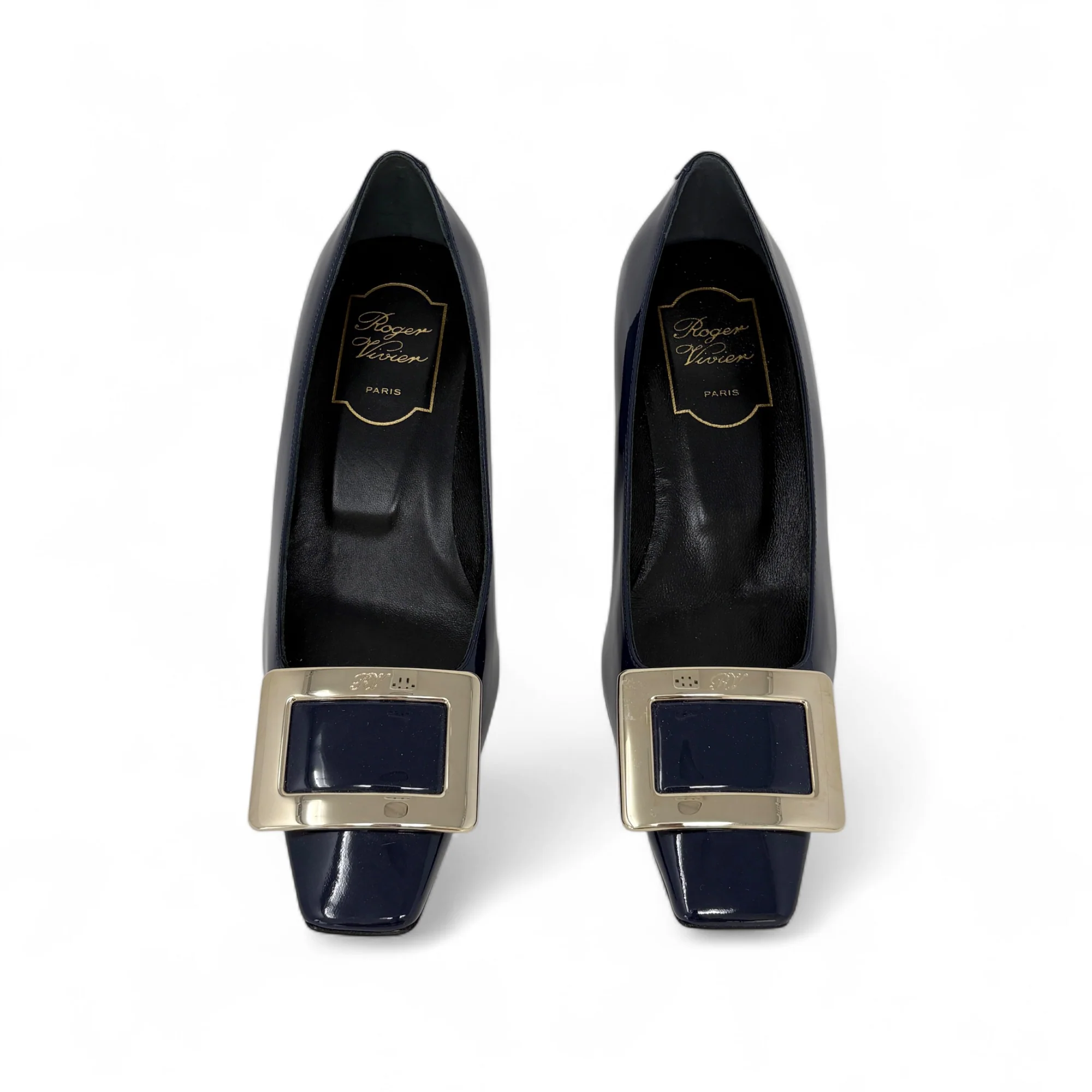 Roger Vivier Dark Blue Patent Belle Vivier Pumps 35.5 - Image 4