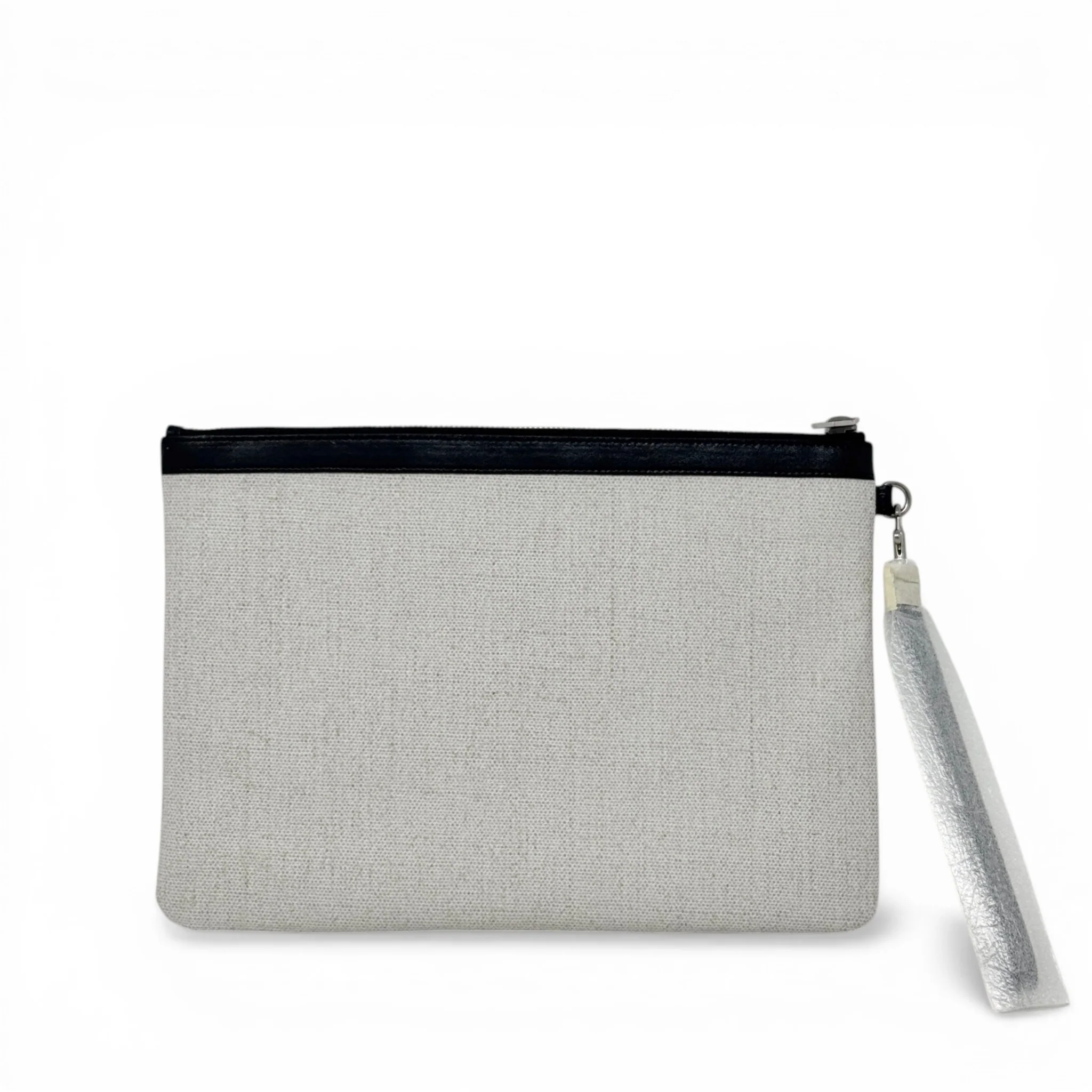 Saint Laurent Black Canvas Rive Gauche Zippered Pouch - Image 3