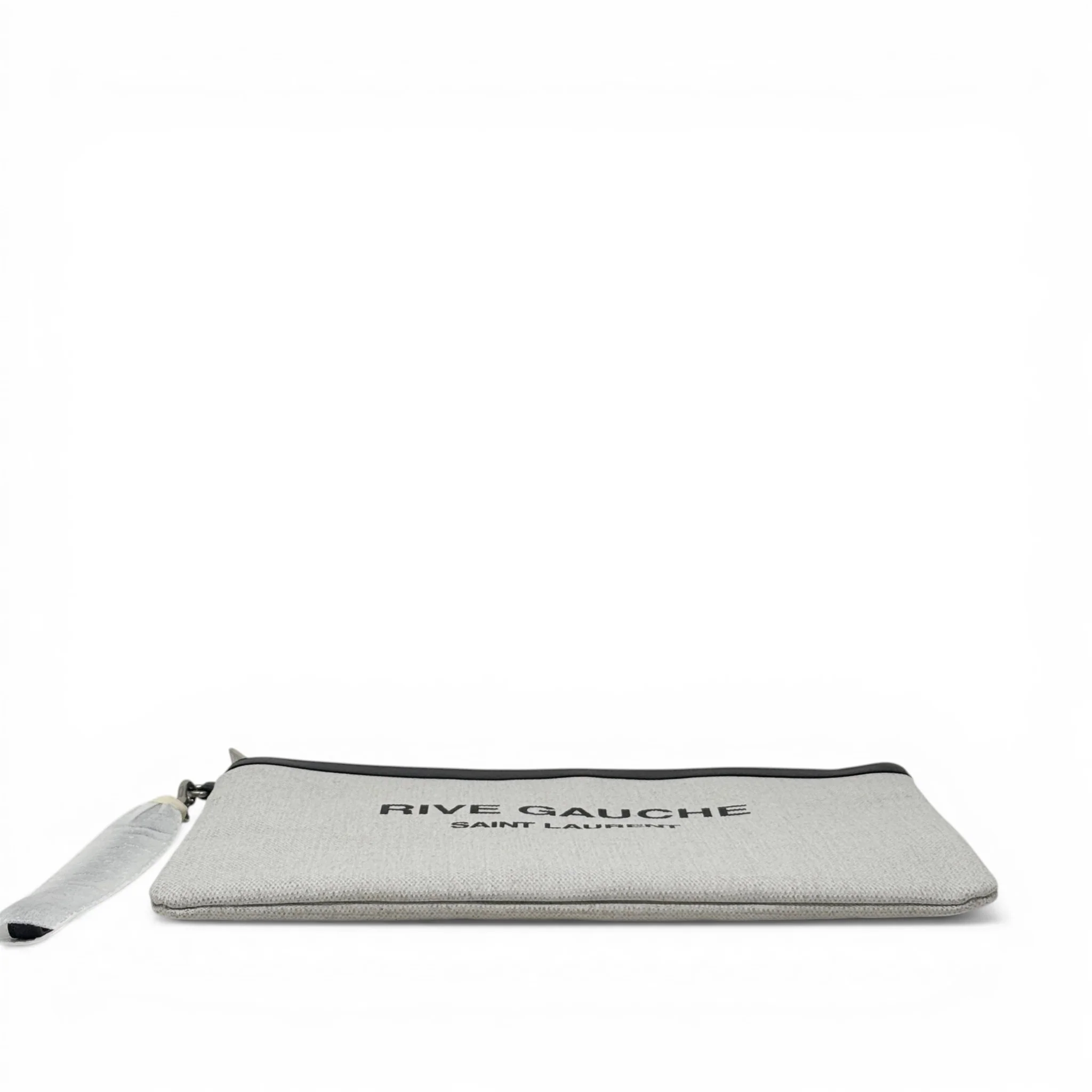 Saint Laurent Black Canvas Rive Gauche Zippered Pouch - Image 5