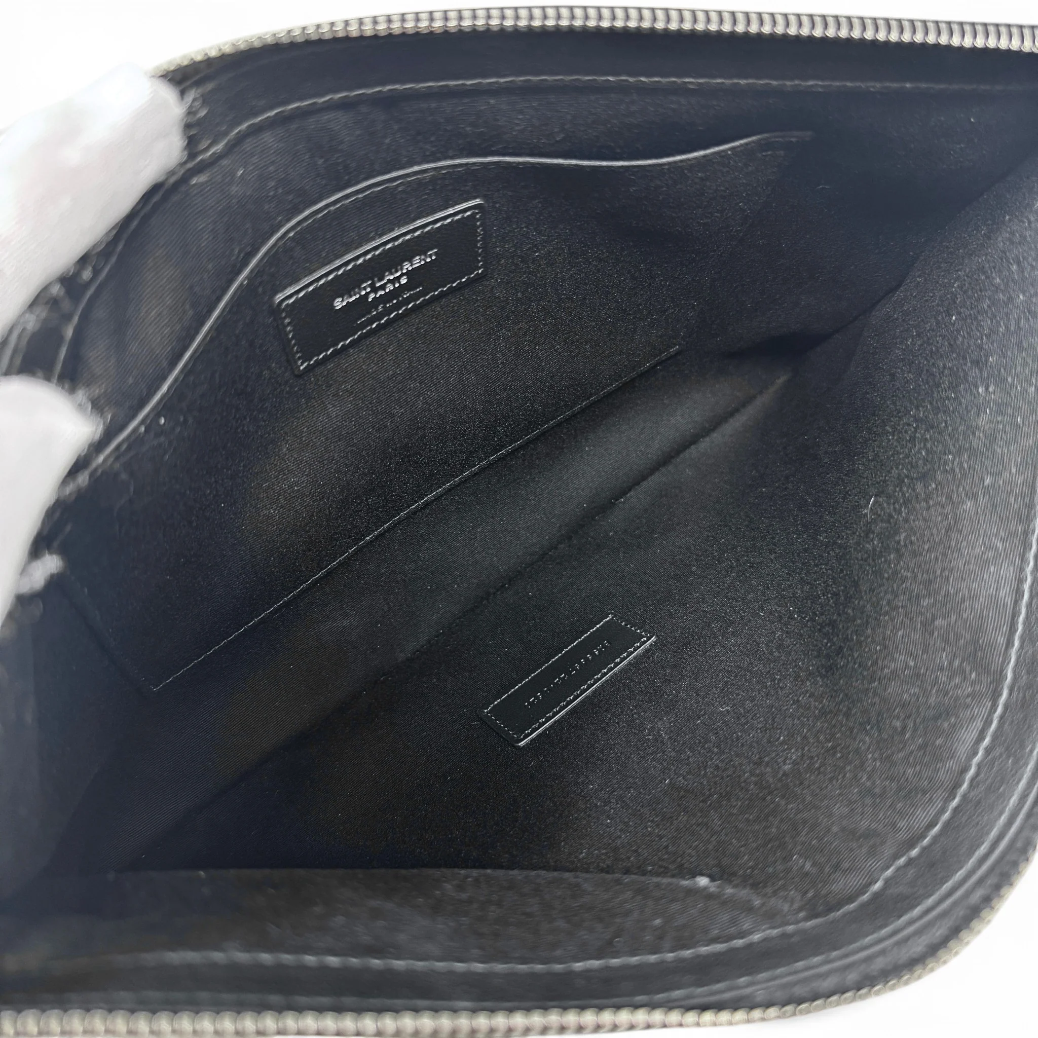 Saint Laurent Black Canvas Rive Gauche Zippered Pouch - Image 9