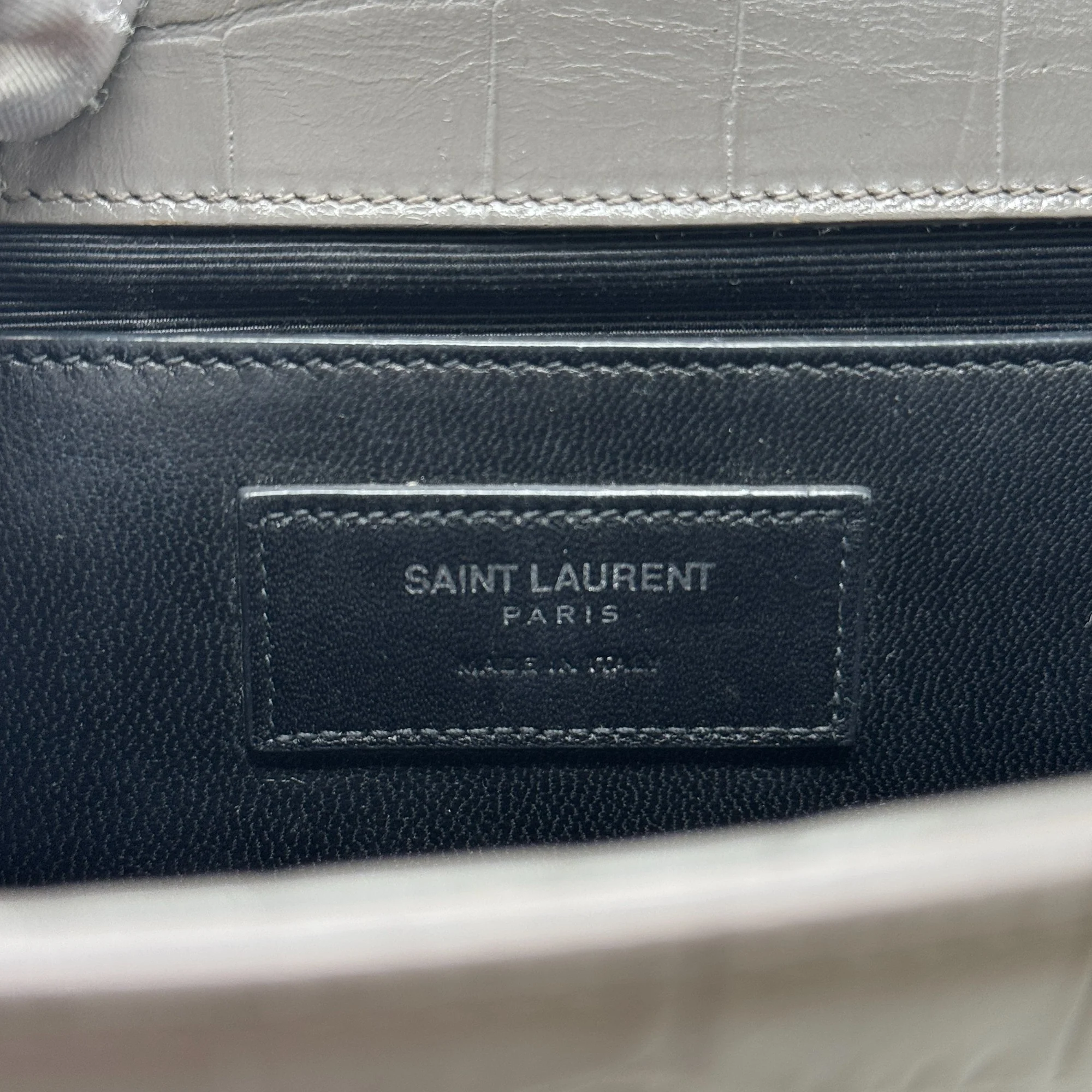 Saint Laurent Grey Croc Medium Kate Tassel Bag - Image 13