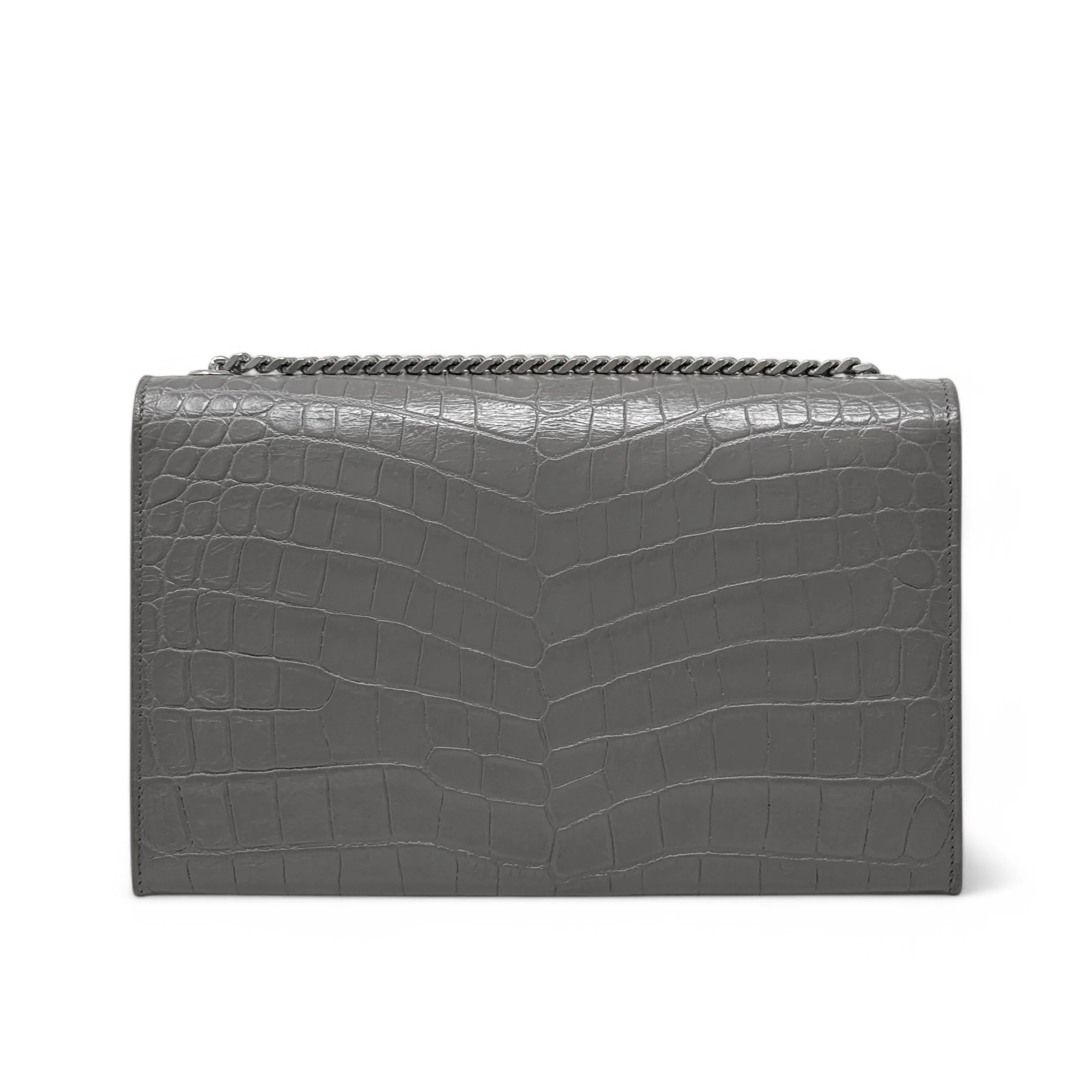 Saint Laurent Grey Croc Medium Kate Tassel Bag - Image 3
