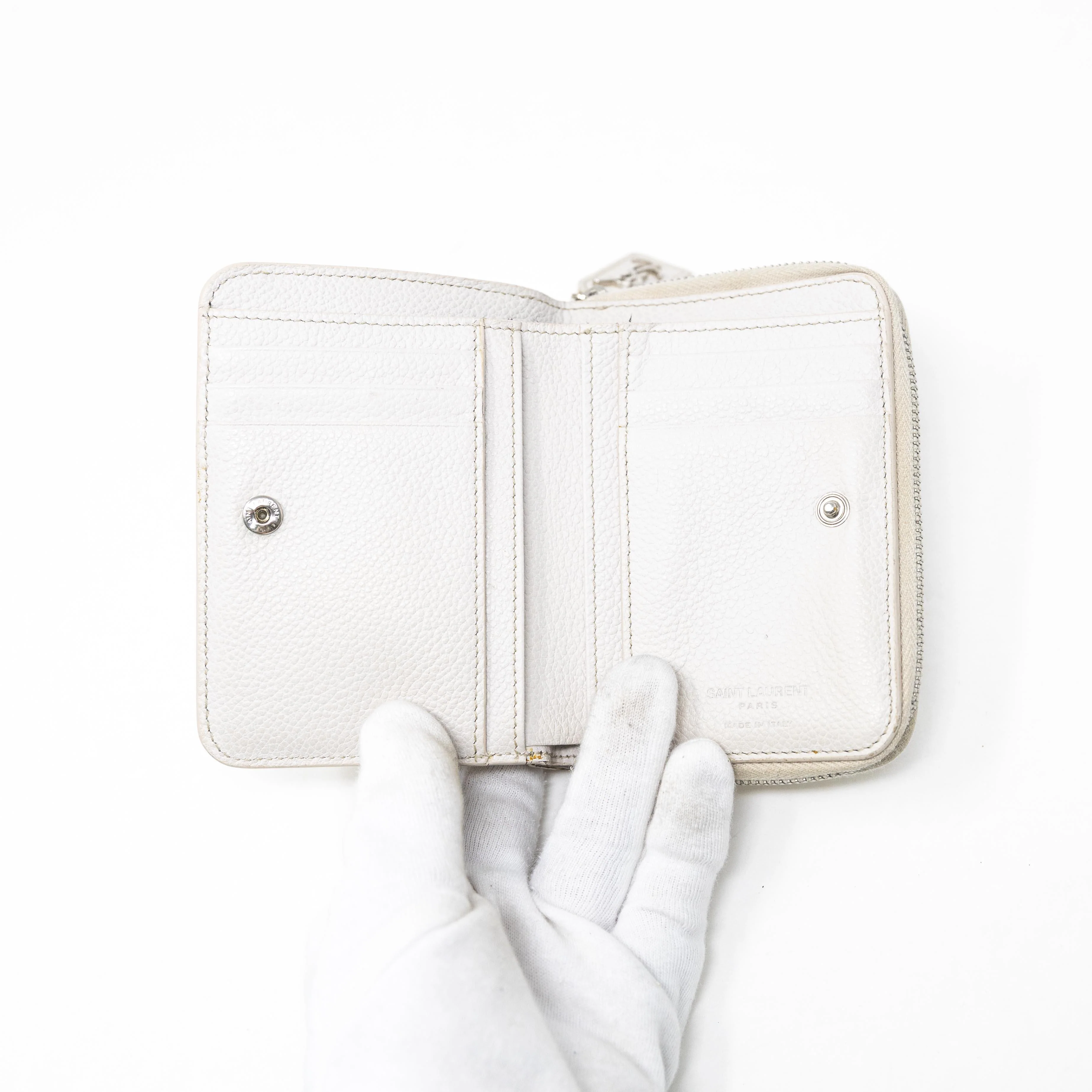 Saint Laurent White Compact Wallet - Image 10